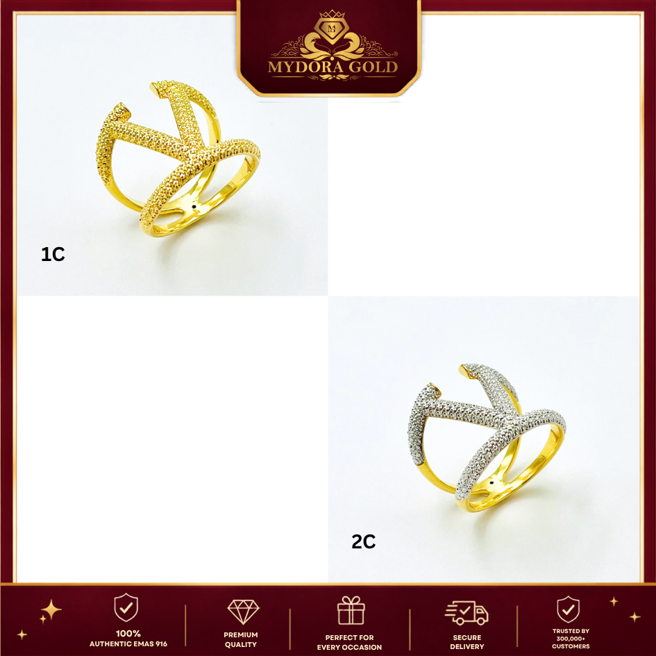 MYDORA EMAS 916 Cincin V Diamond-Cut (5G) l EMAS 916/22K