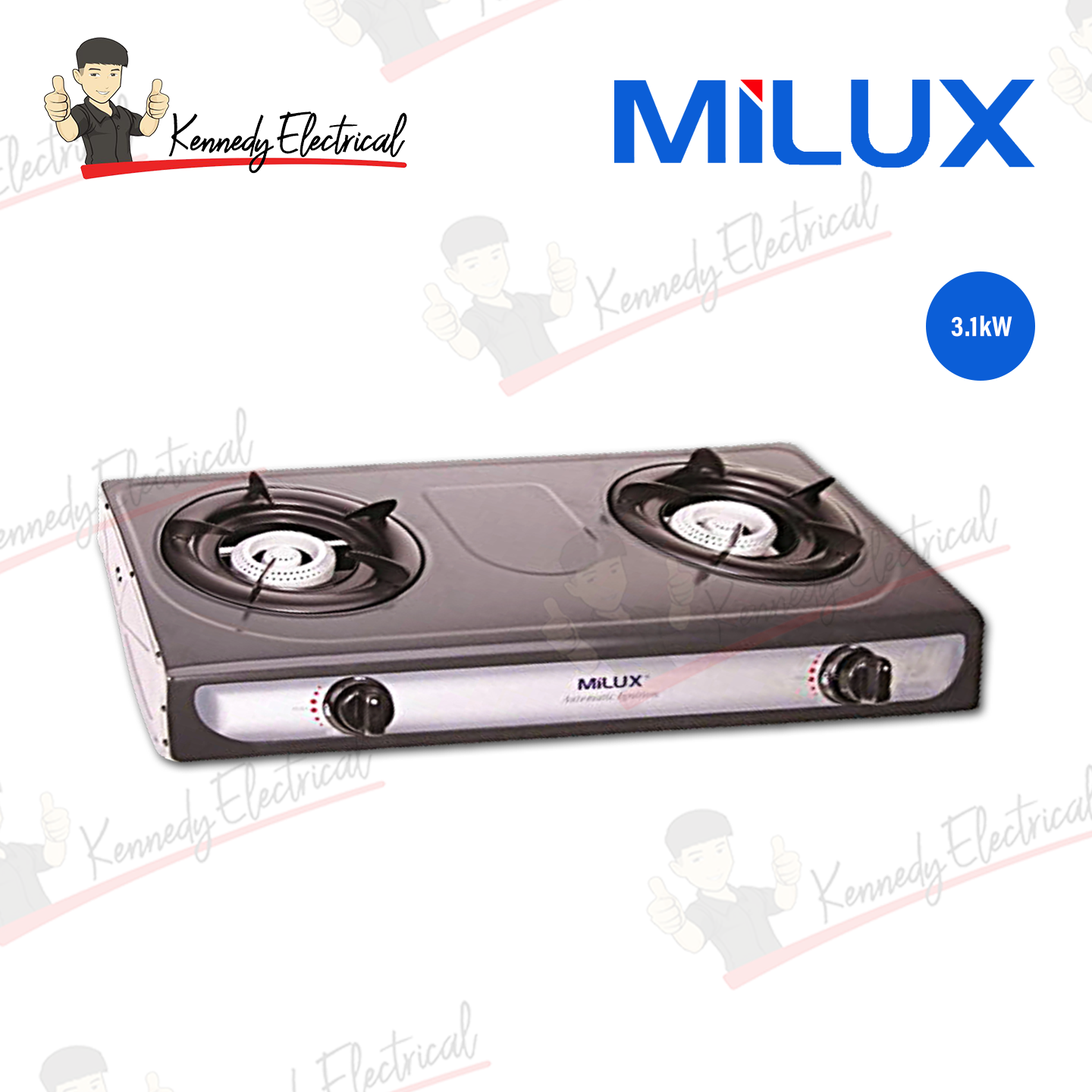 Milux 3.1kW Epoxy Body Double Burner Gas Cooker (YS-1010B)