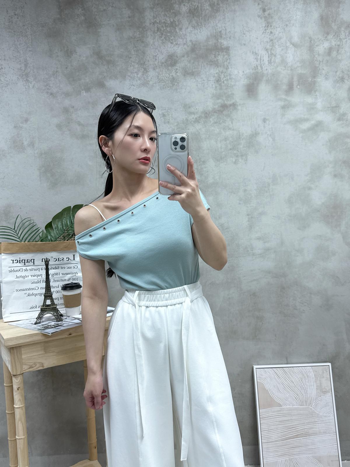 G15 斜膊鍋釘棉質Top