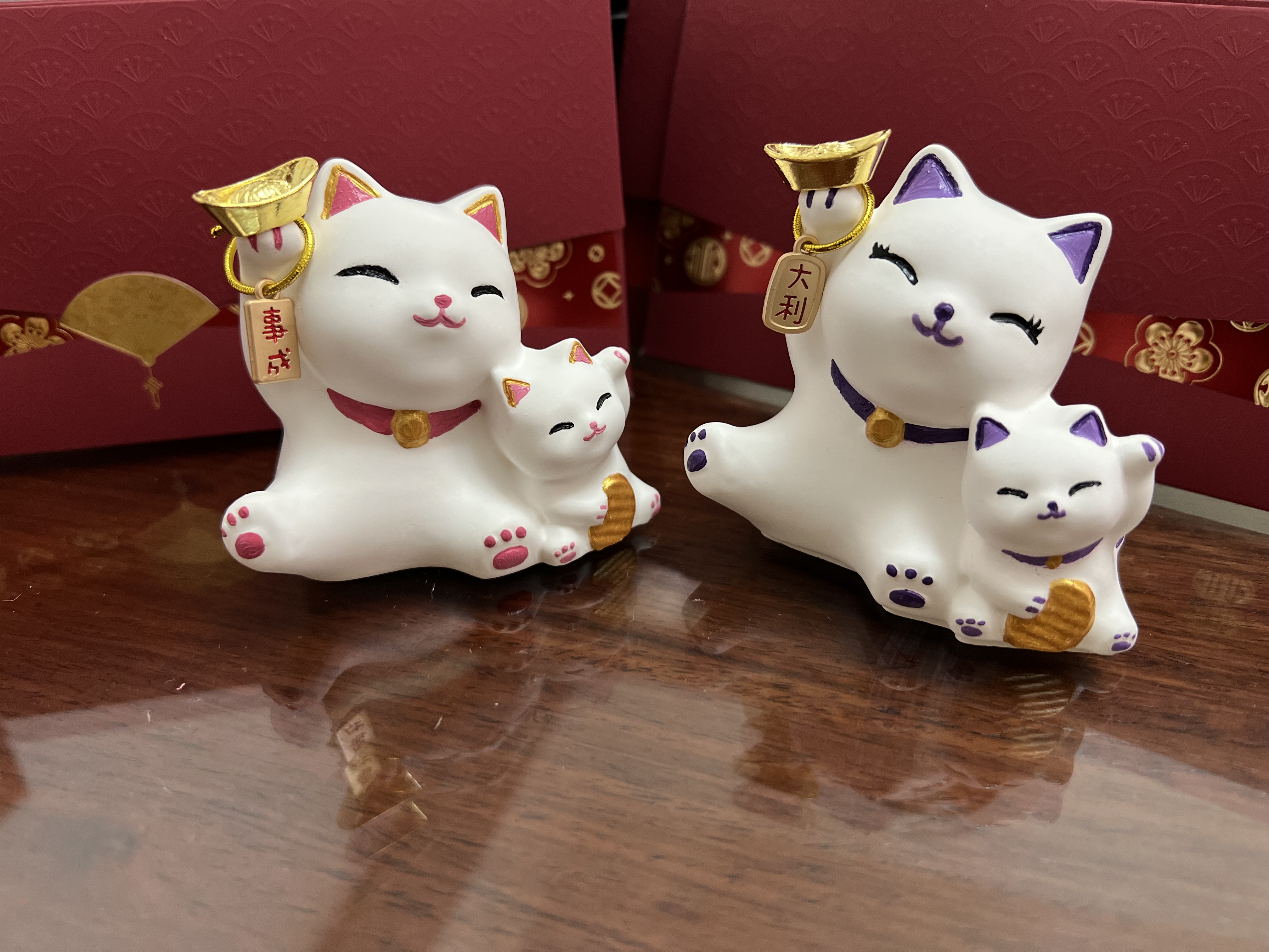 親子招財貓擴香石