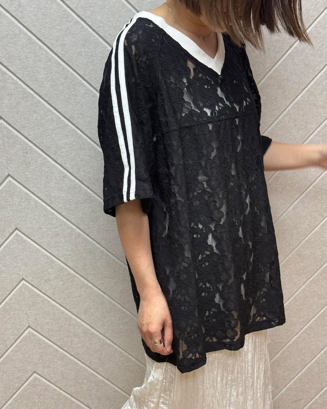 鏤空Lace運動風 oversize tee