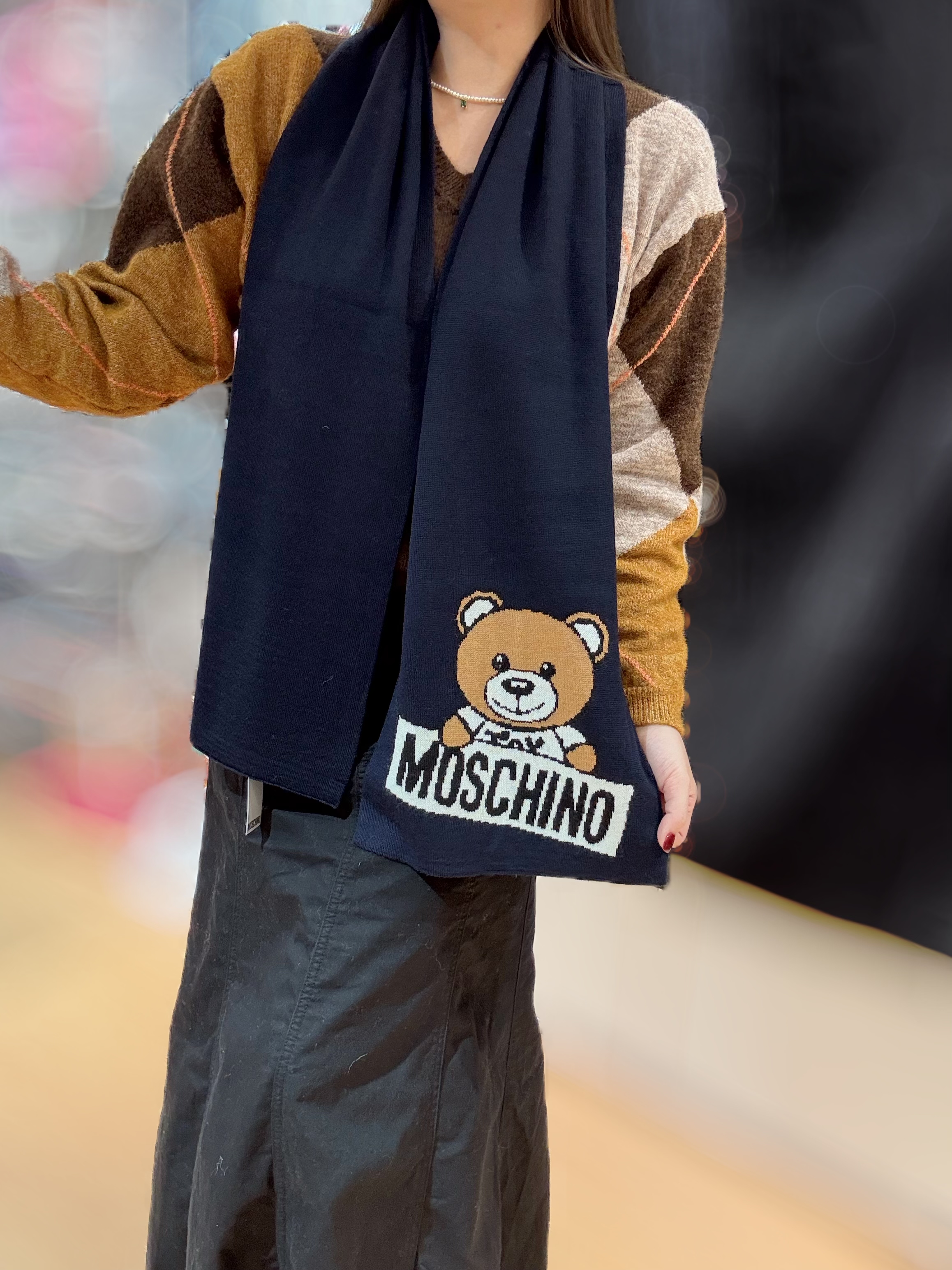Moschino scarf Bear/navy