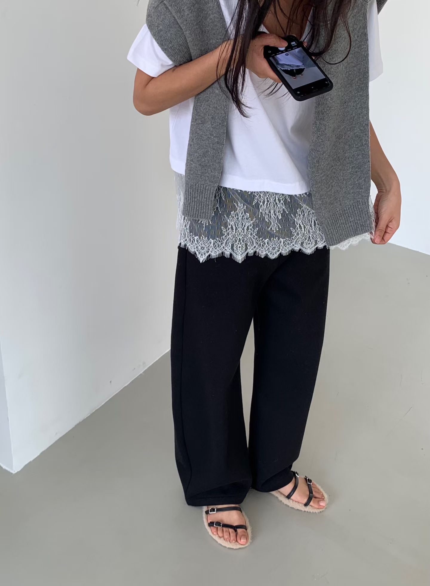 Lace short sleeve tee