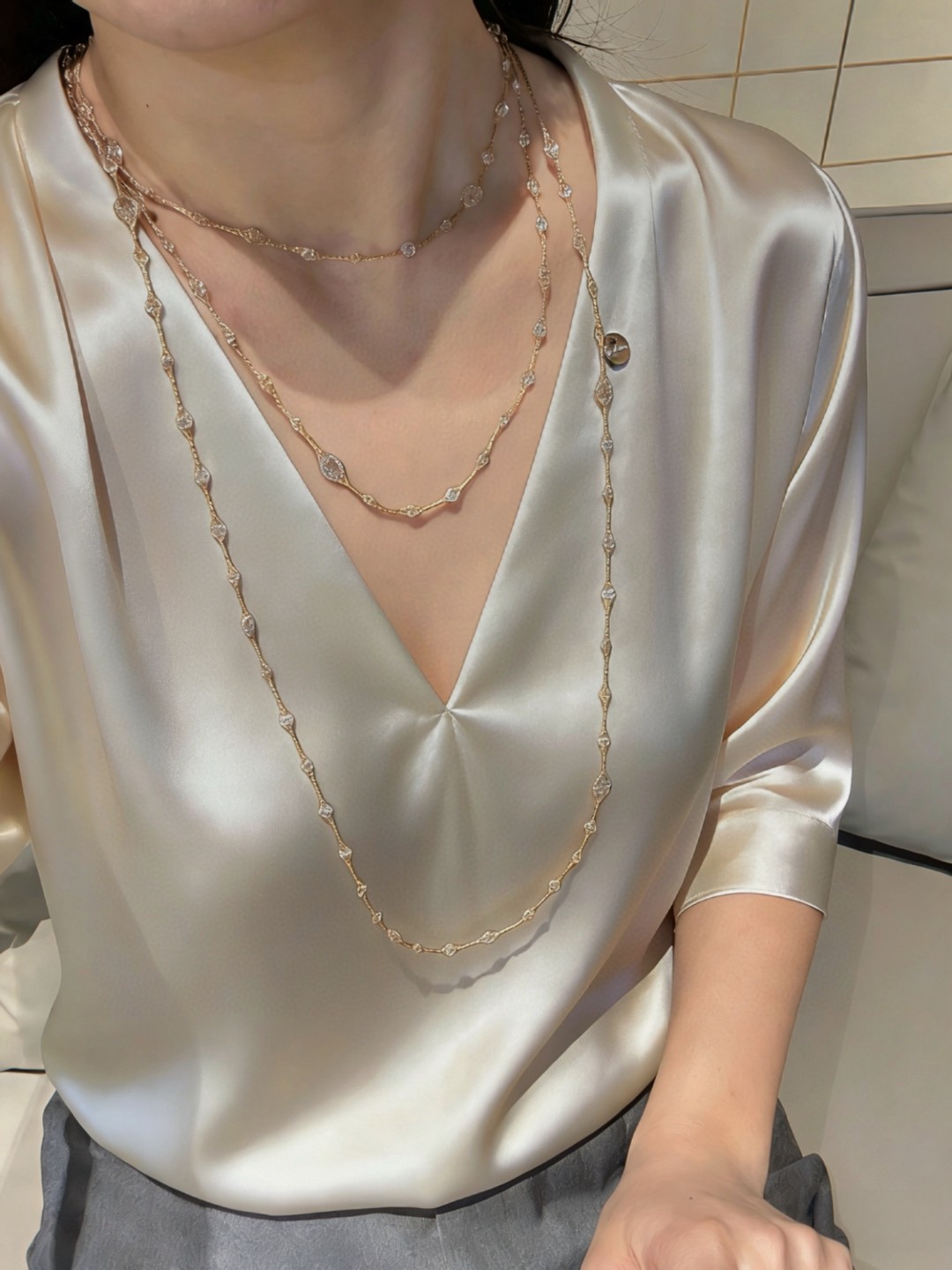 18K Cubic Zirconia Gold Necklace