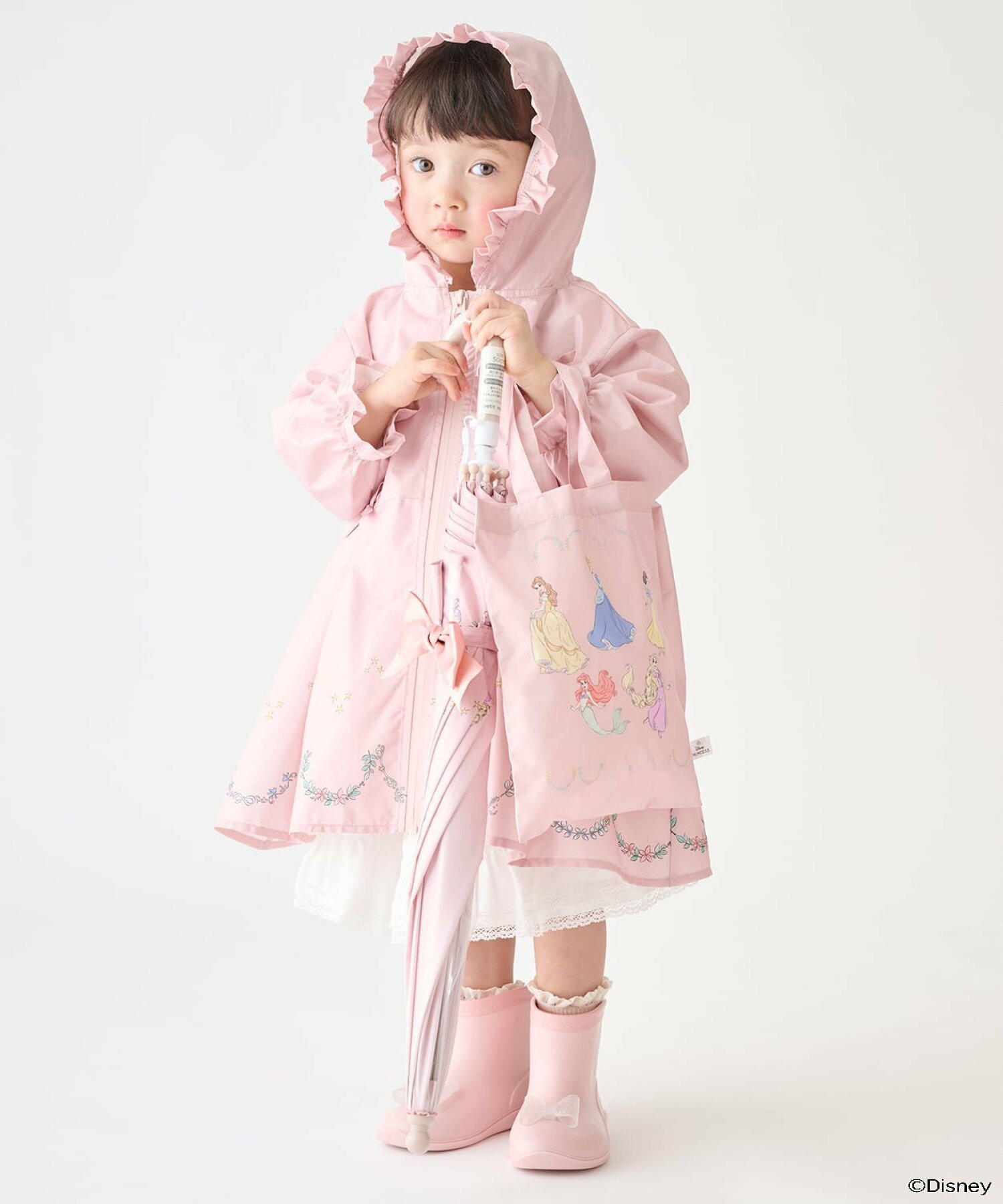 🆕【⭐訂購⭐】🇯🇵 日本直送 🌀🇯🇵 日本直送🇯🇵 #DisneyPrincess / #Frozen 荷葉邊喇叭裙 雨褸+收納袋(兼容書包位)🌀 [ELED-0212][260623]
