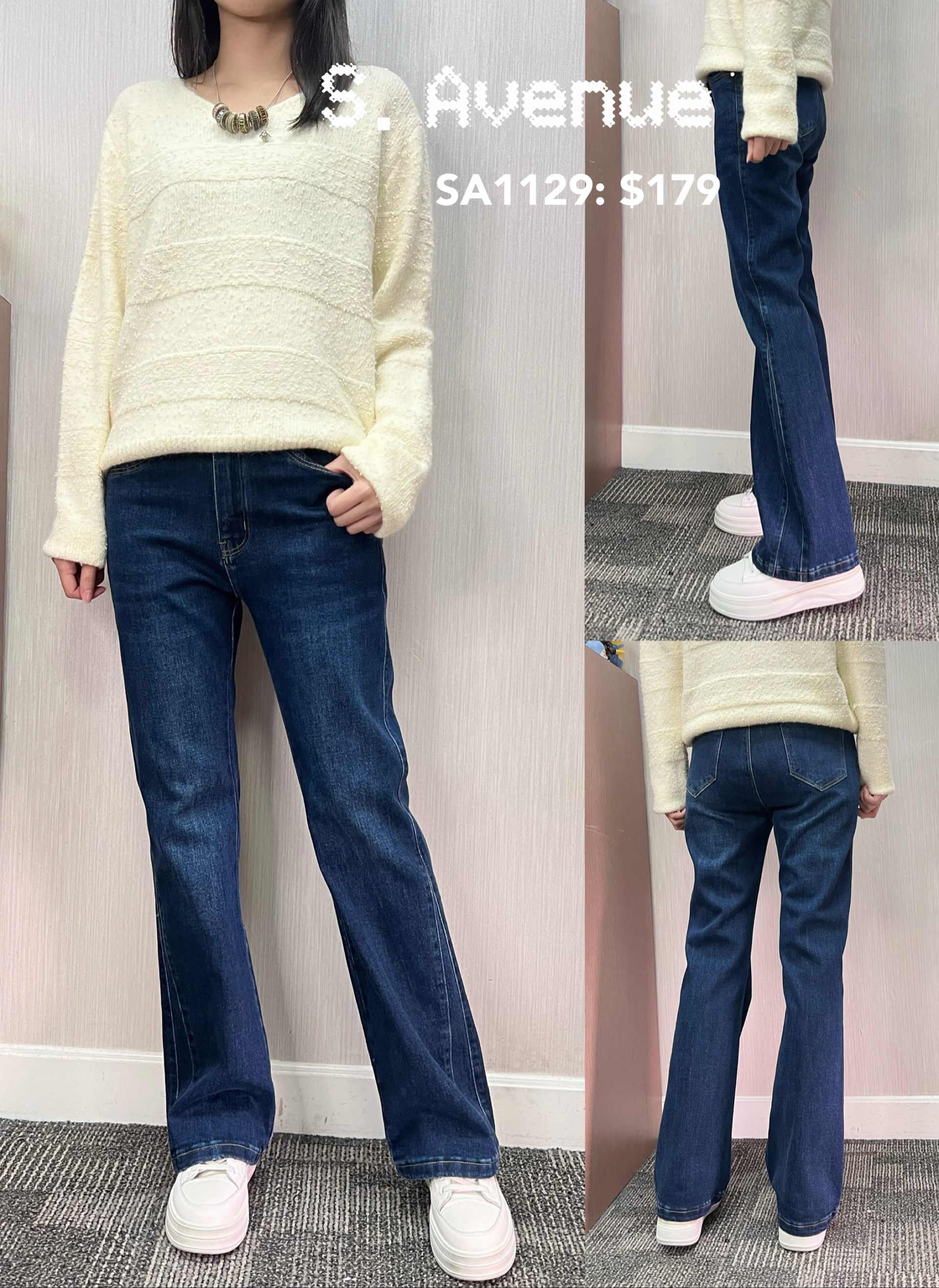 SA1129:橡根腰前有鈕拉錬側有骨喇叭褲