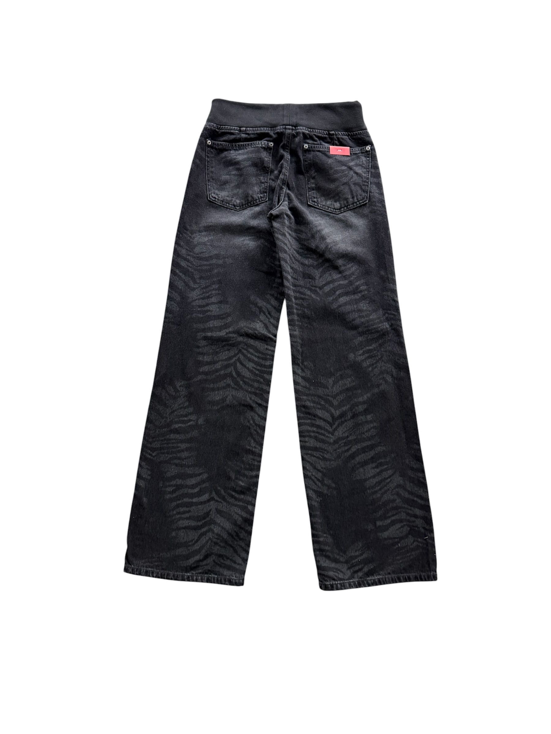 Zebra-Wash Wide Leg Denim Pants