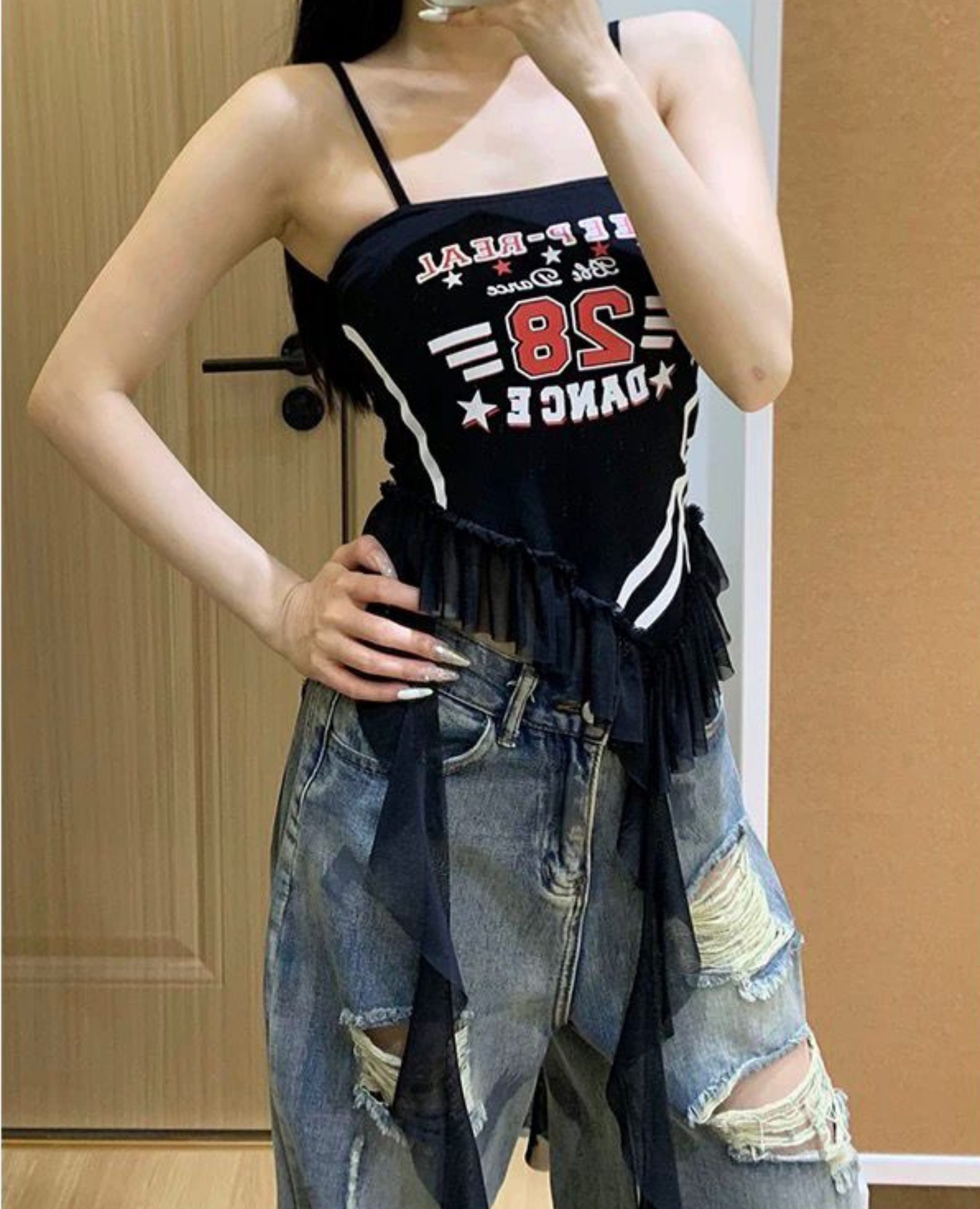 TP449不规则辣妹上衣