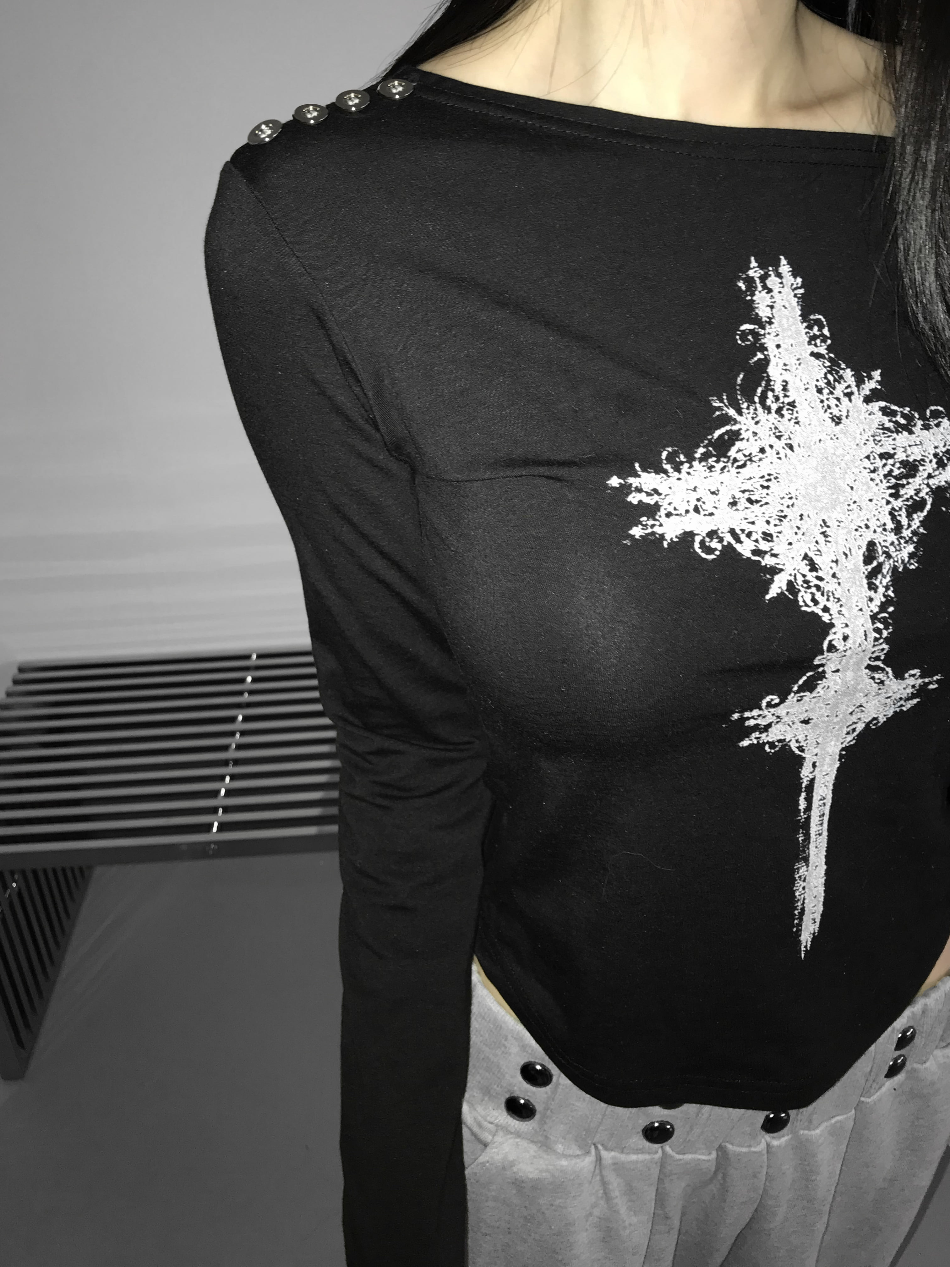 Asymmetric Gothic Cross Long Sleeve