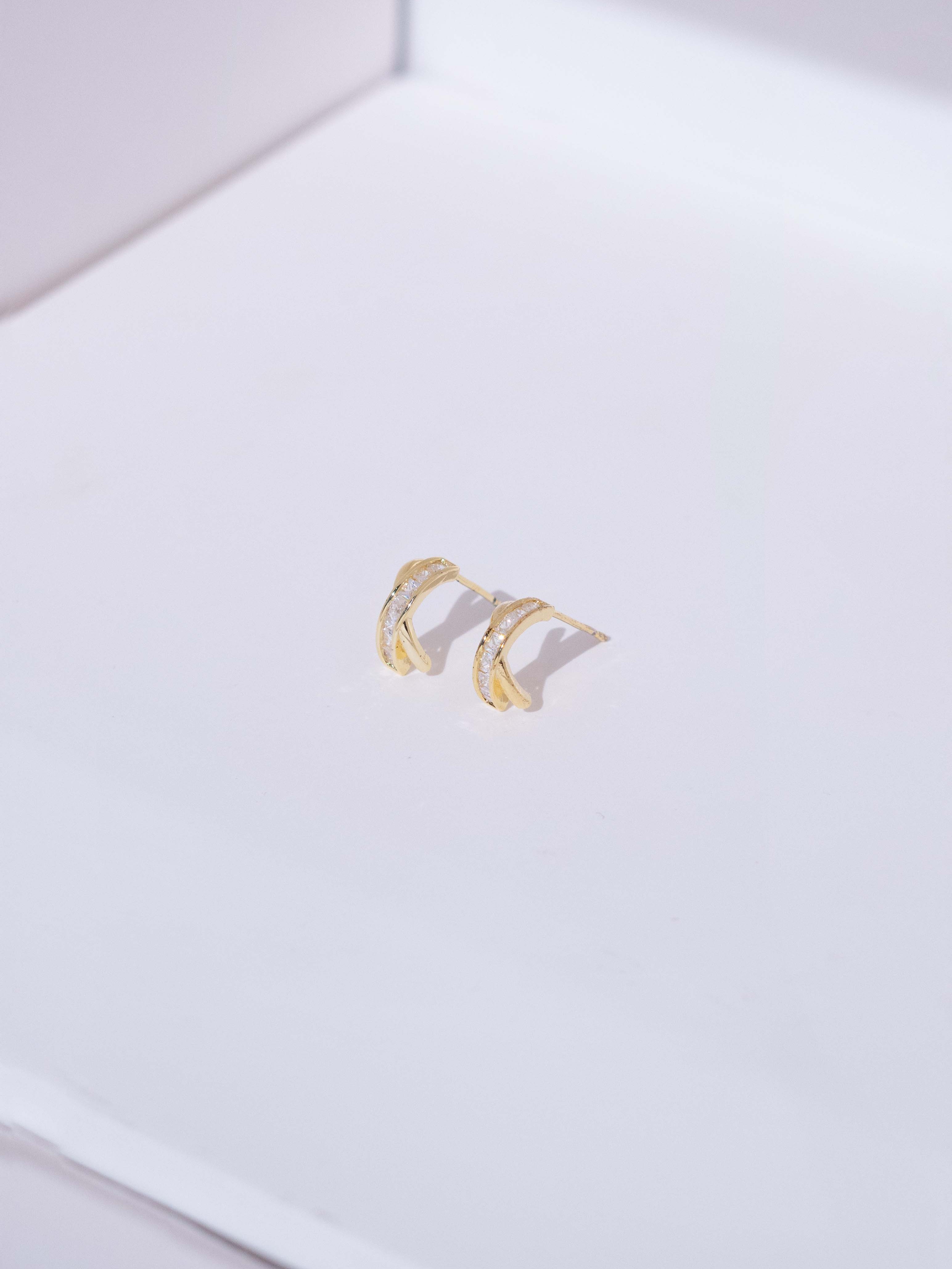 Crystal Pave Huggies Stud Earrings (Silver post)