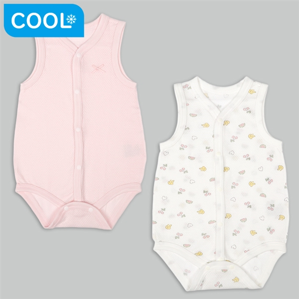 🇯🇵預訂 日本直送🇯🇵水果印花純棉網眼前開式無袖背心包屁衣兩件套