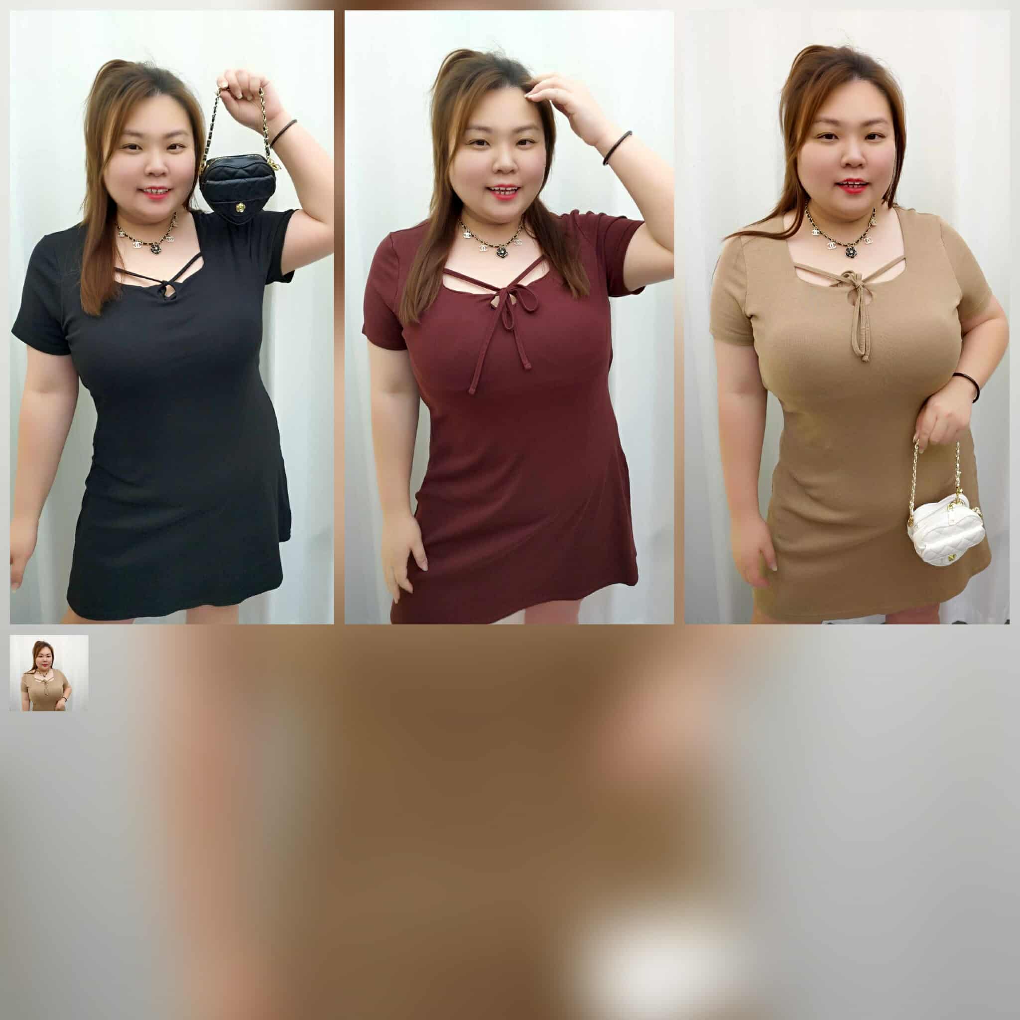 TW#8066 前绑带附垫设计连衣裙