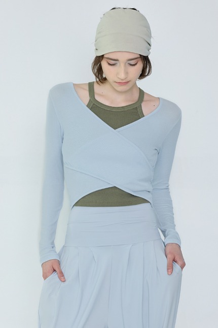 【Two-way wear】預購_DEVI-T0041 Curve Wrap Crop Top by Devi wear