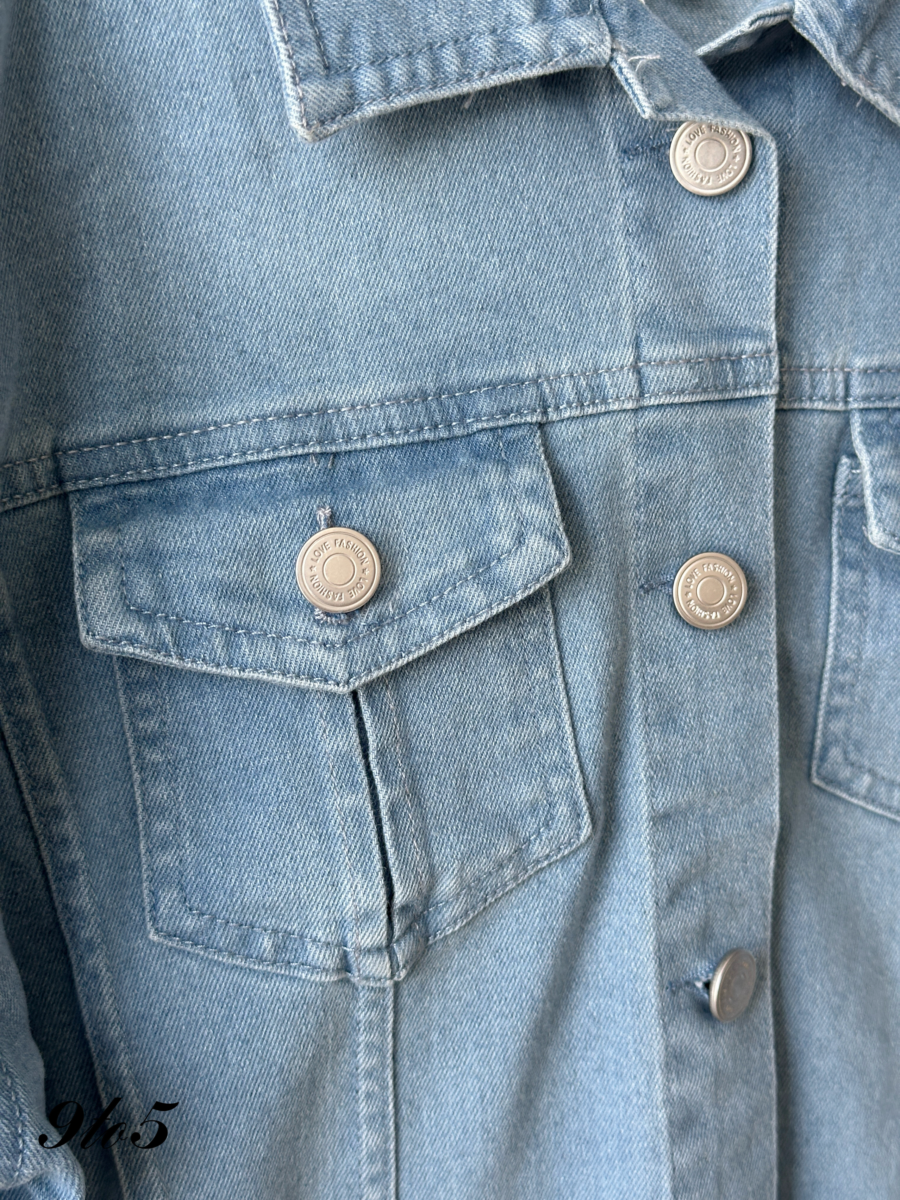 T4182 Vintage Denim Jacket - Dark Blue & Light Blue
