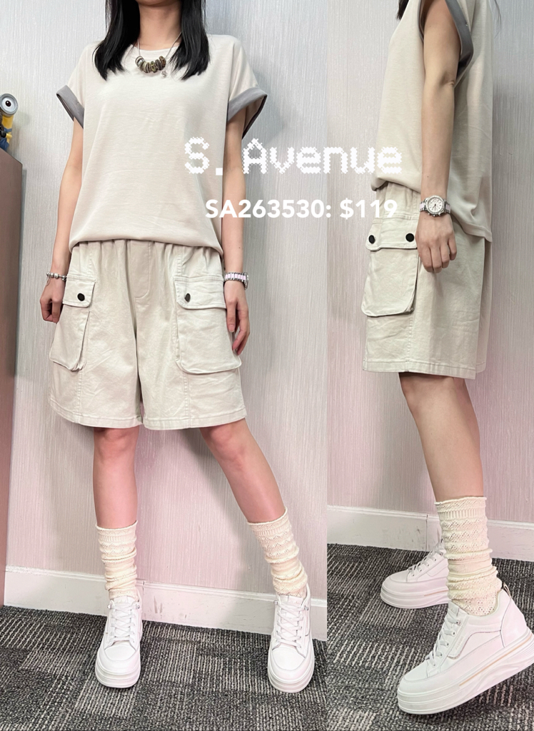 SA263430: 橡筋腰前立體方袋及膝褲