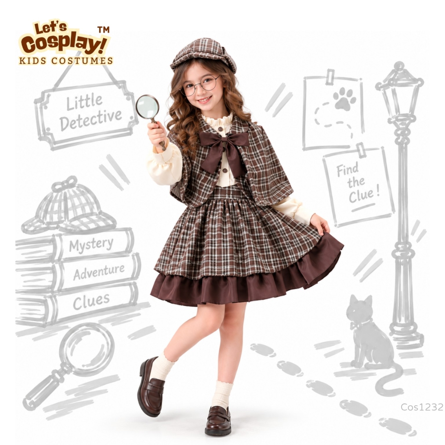 Lets Cosplay 兒童小偵探服裝 女童 Detective Costume｜學校職業日 World Book Day 萬聖節 COS1232