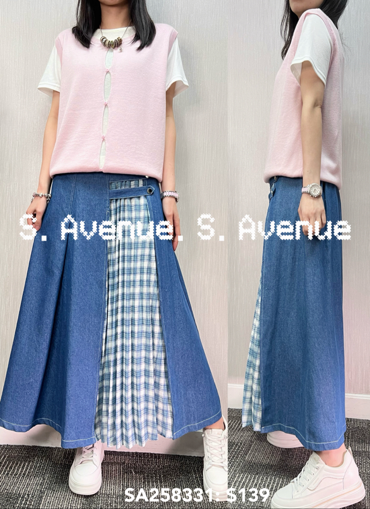 SA258331: 短袖假兩件中間偷空線top