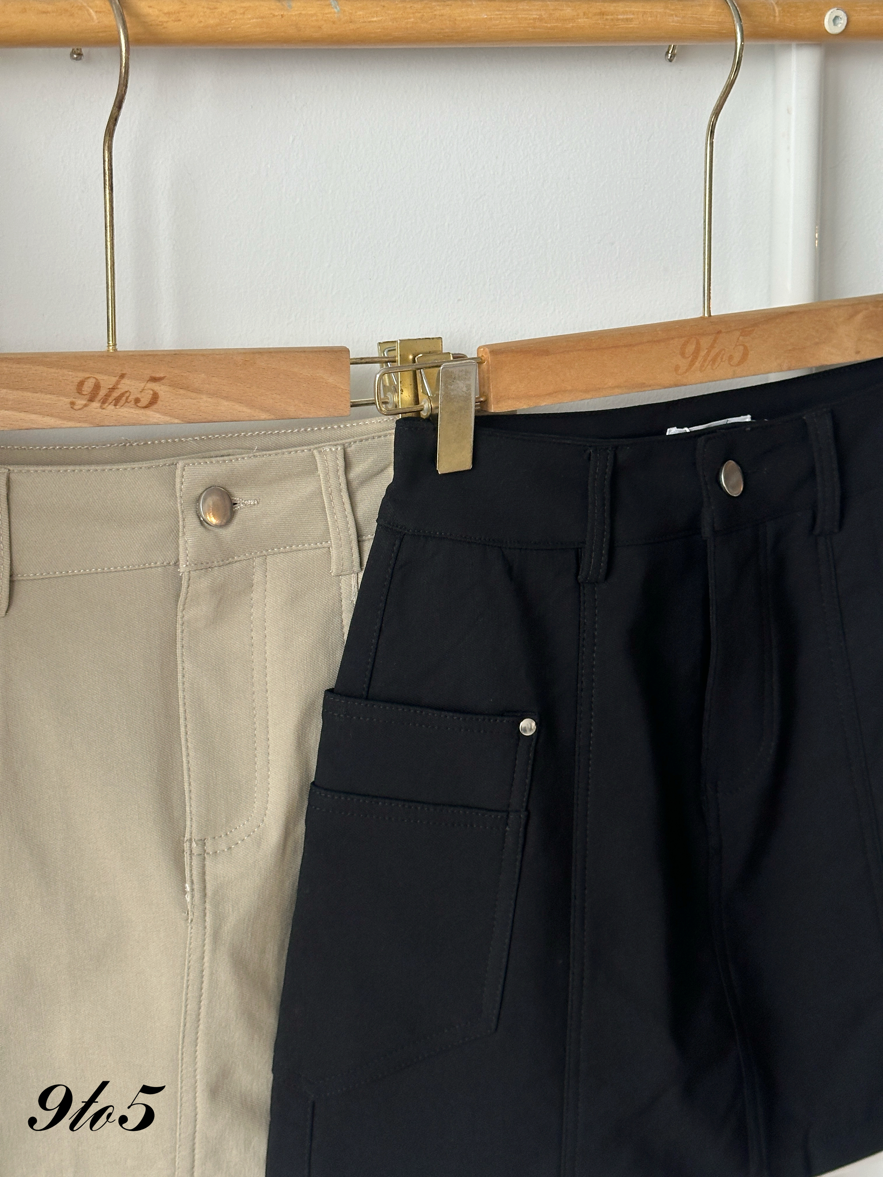 S1961 A Line Short Skirt - Black & Khaki