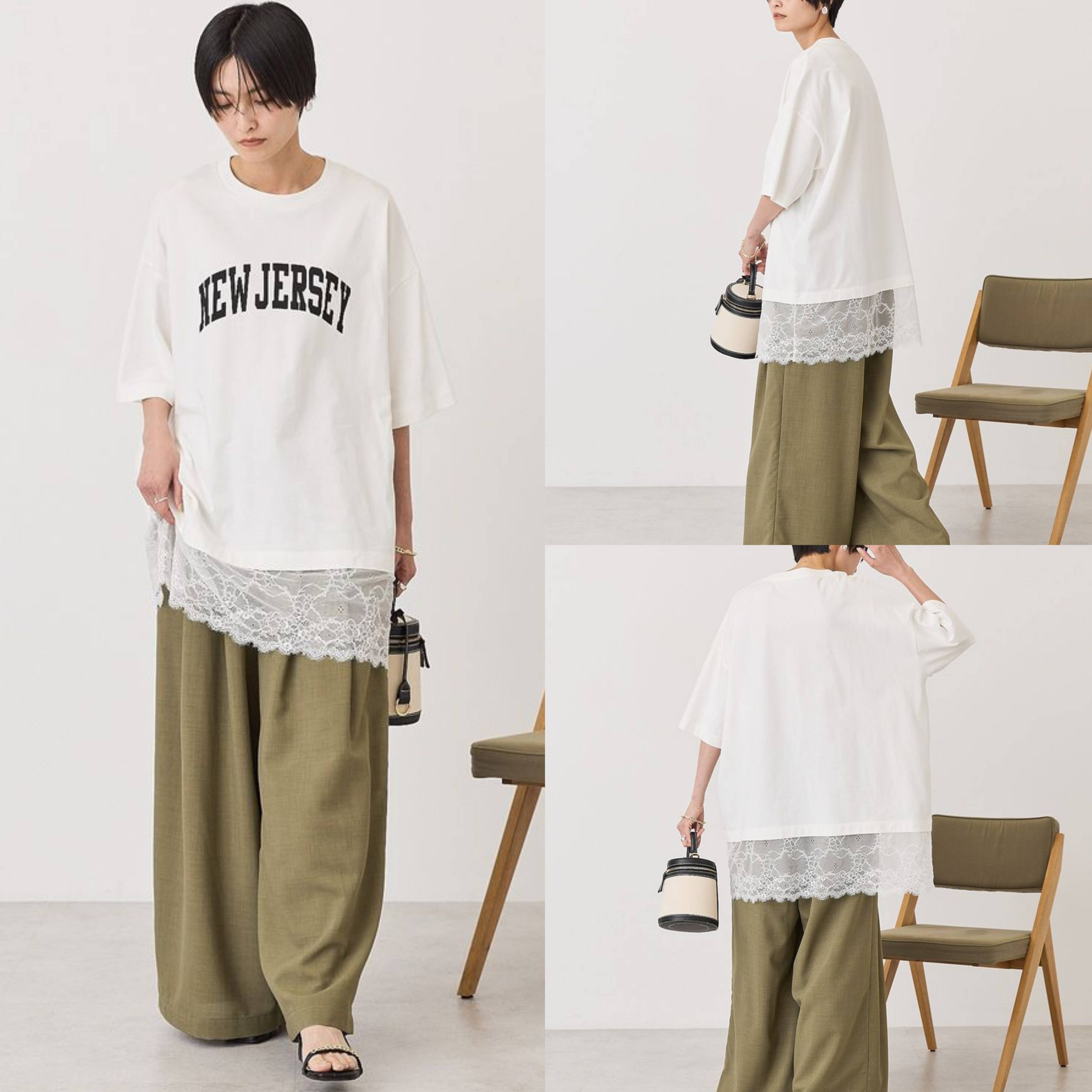 【✨️日本🇯🇵 pre-order lace長版tee✨️】 【共3色 | Free Size | 深灰 / 米白 / 黑色】