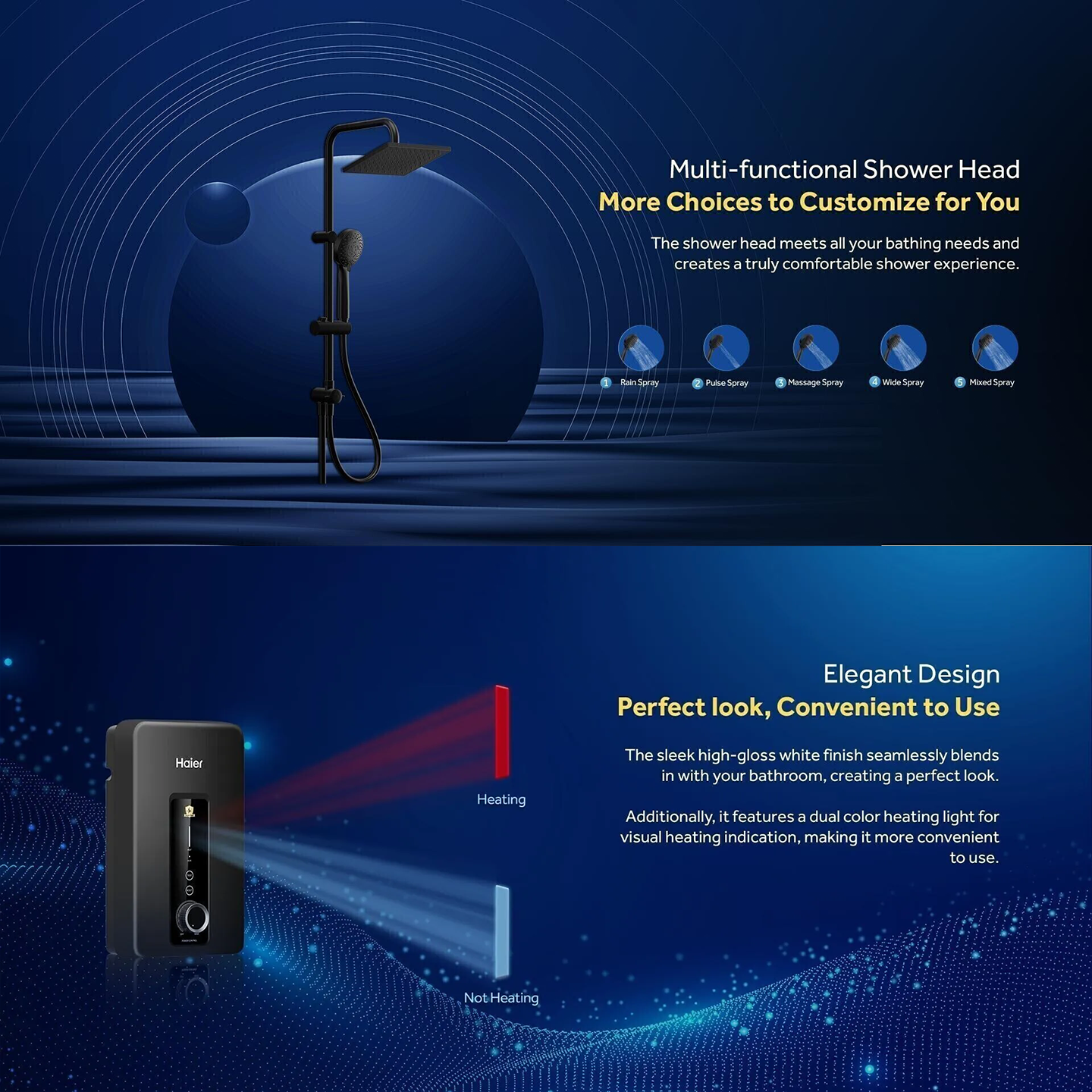 Haier 4.2kW DC Pump Rain Shower Water Heater (EI42M-BP3B-RS)