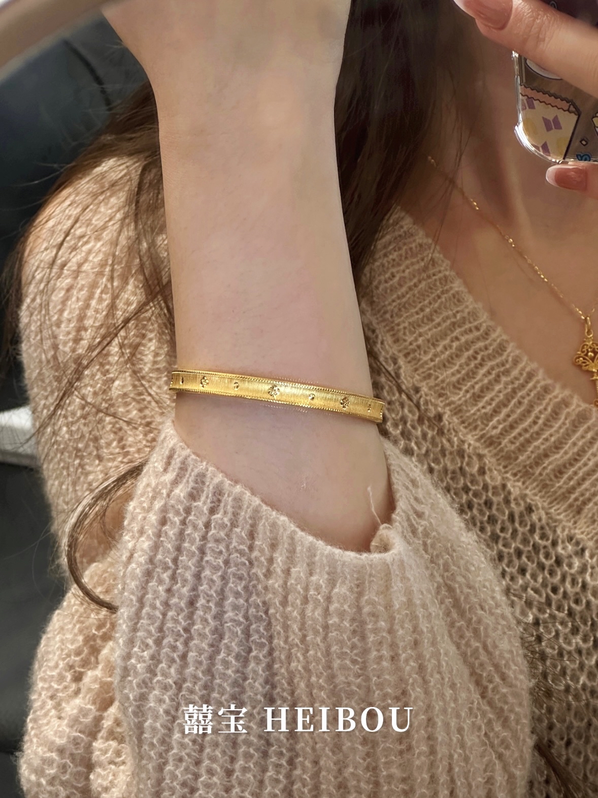 【无氢5D】拉丝四叶草-手镯