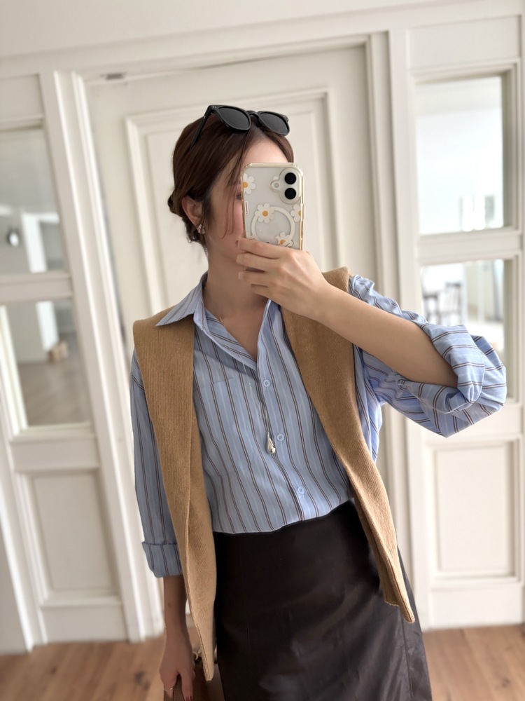 Striped Oversize Shirt (Blue)