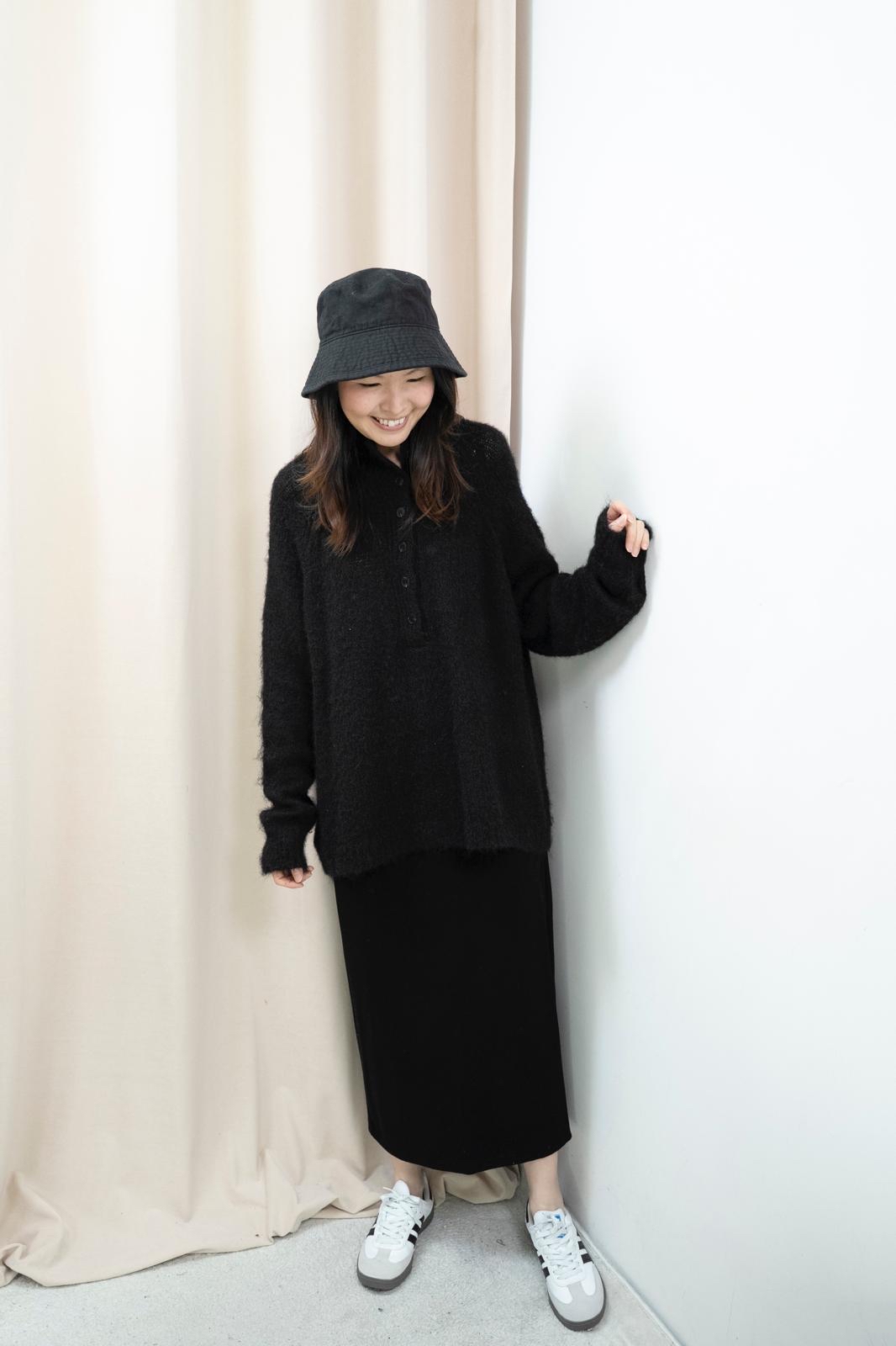 馬海毛鬆鬆上衣（黑色）