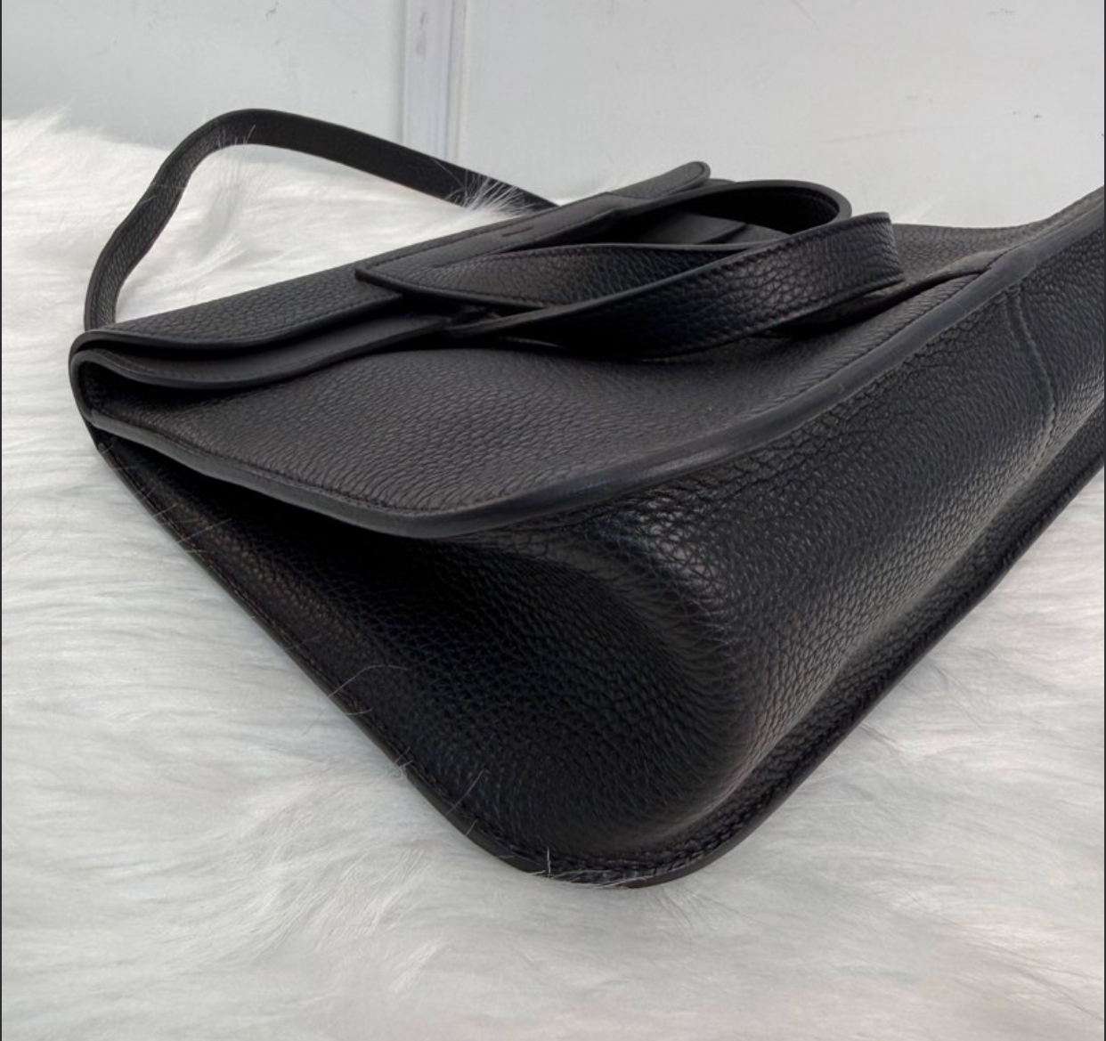 Hermes/愛馬仕 halzan31 哈喇子斜挎包 黑銀Togo皮 手提單肩包 經典低調 百搭通勤包包 A刻 