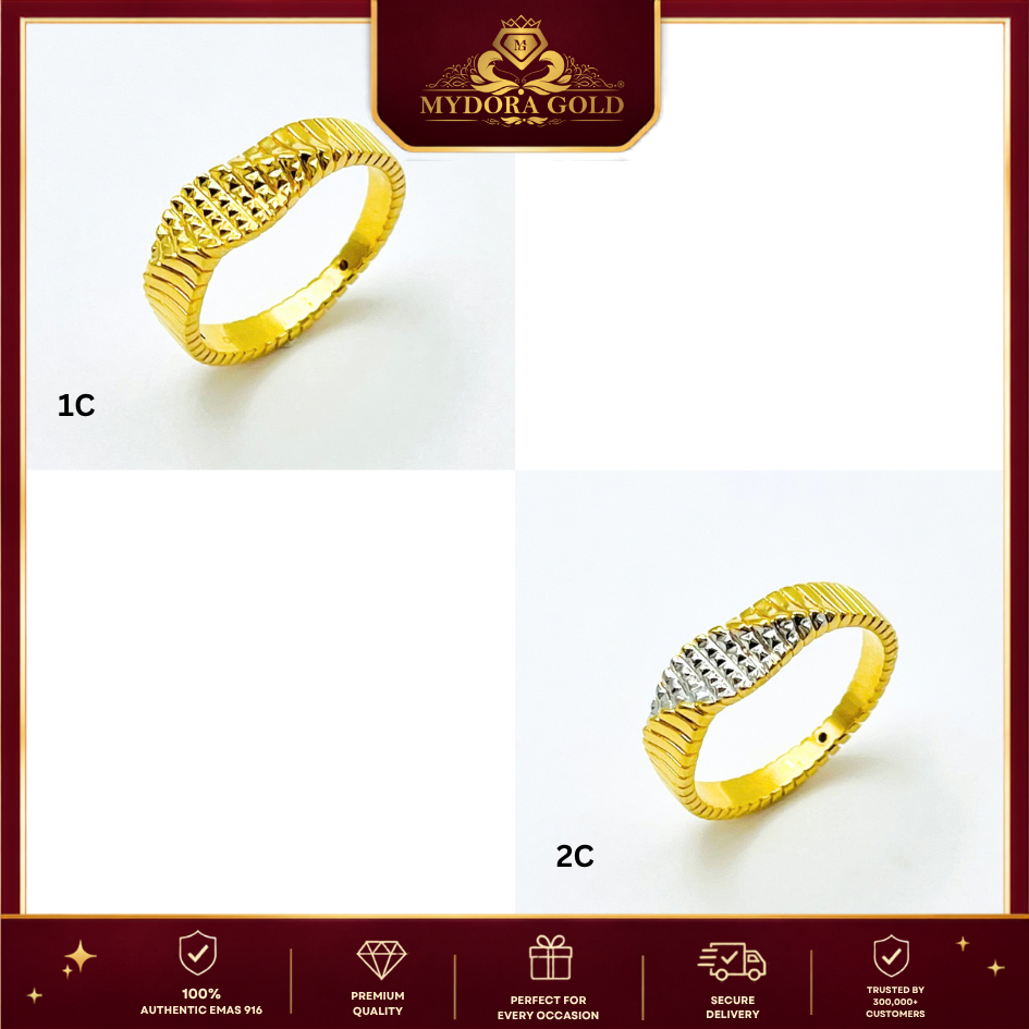 MYDORA Cincin Diamond-Cut Wave (5G) l EMAS 916/22K