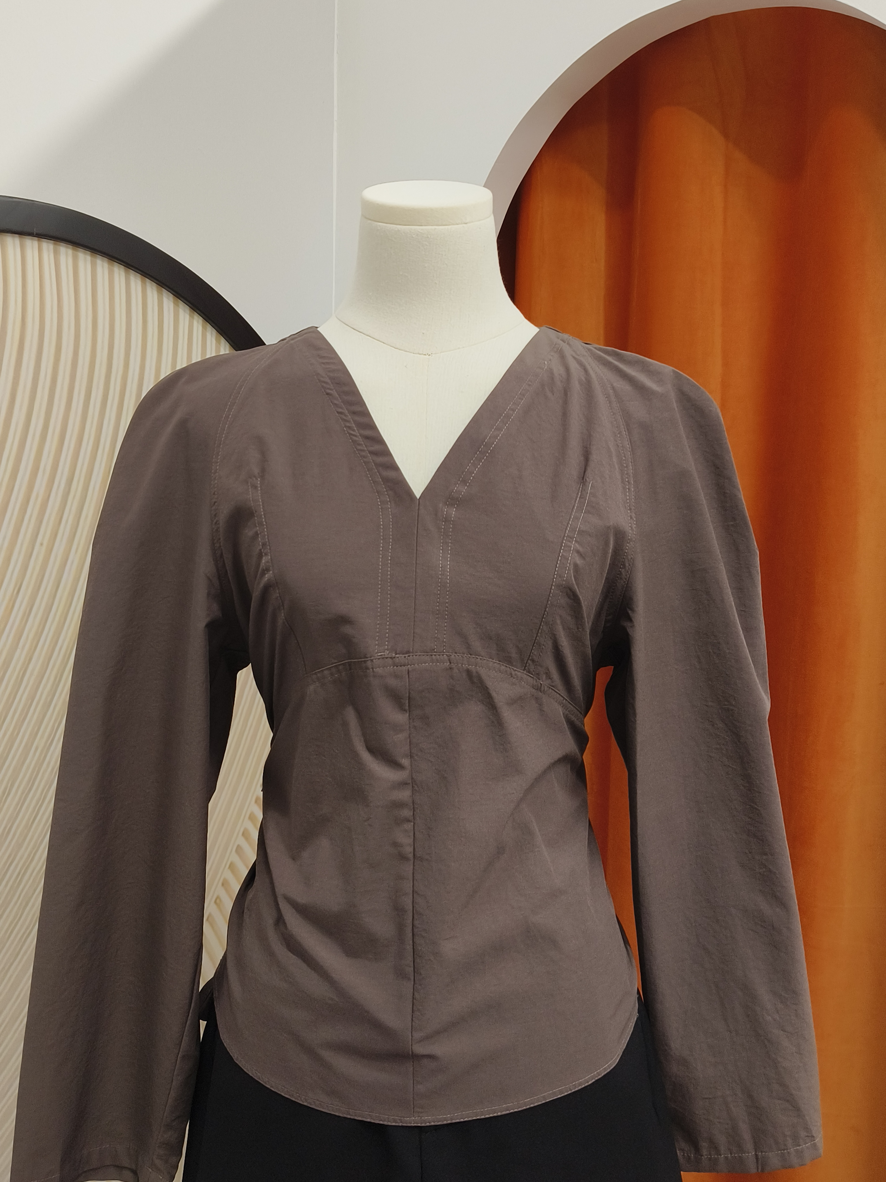 长袖绑带收腰上衣 Long Sleeve Tie Waist Shirt