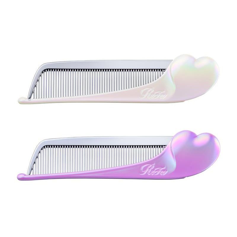 四月連線貨品 - 日本REFA 全新霓虹色系列 HEART COMB Aira 心形抗靜電順髮摺疊尖尾梳