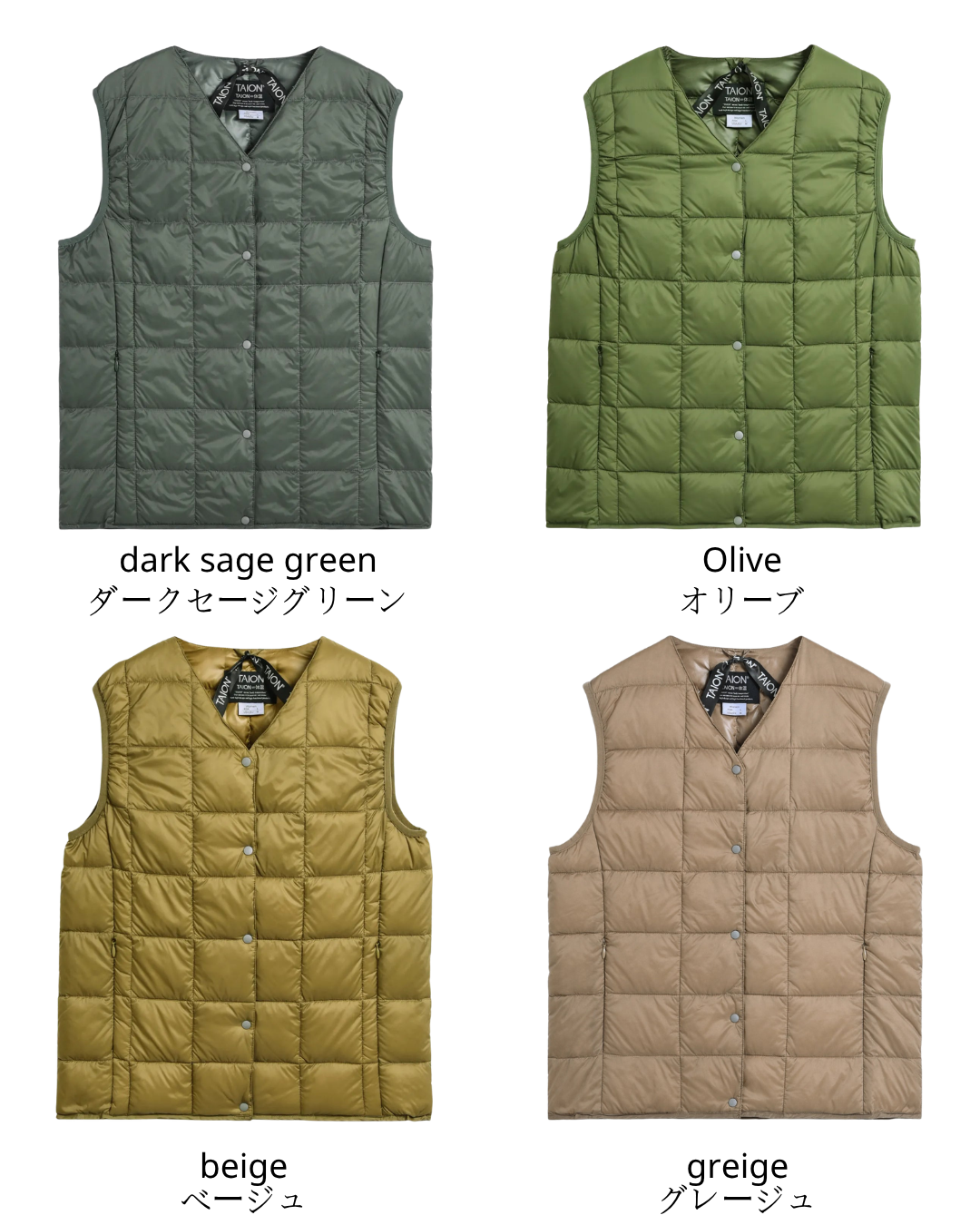 日本代購【 2026年秋冬新產色 日本直送 TAION 女裝經典V領內膽羽絨背心 TAION Women Basic V-Neck Button Inner Down Vest (TAION-W001) 】