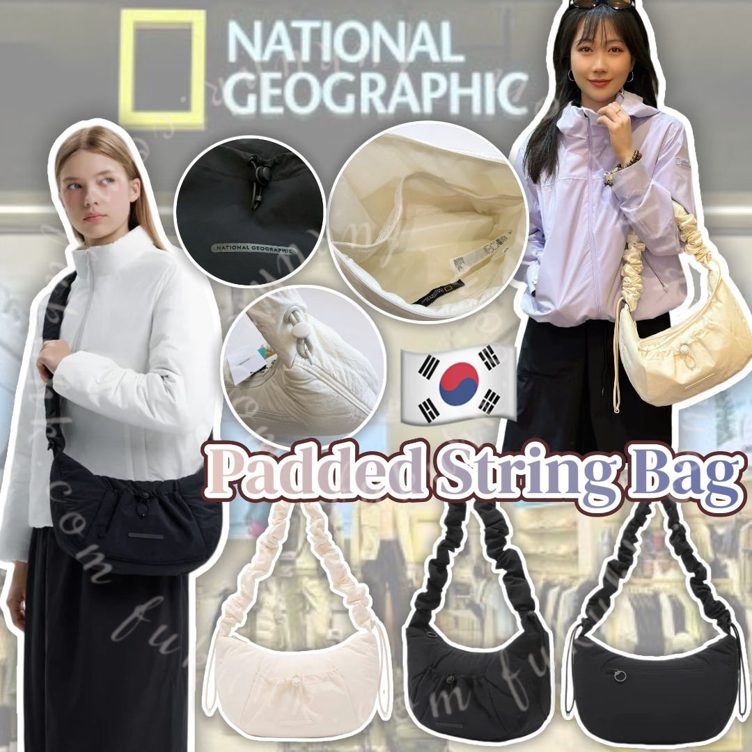 韓國 🇰🇷 National Geographic Padded String Bag 雲朵斜揹袋