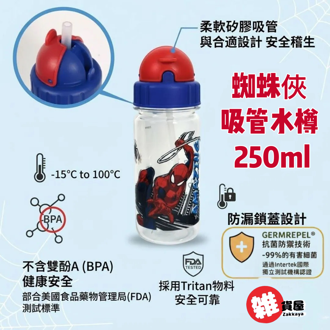 蜘蛛俠 便攜式吸管水樽 (250ml)