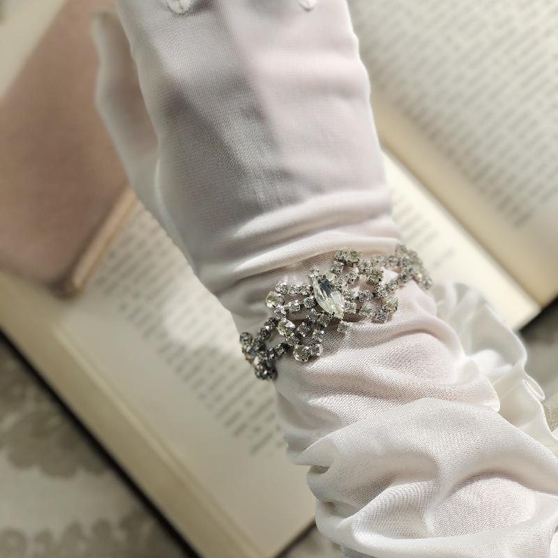 Vintage Mid-Century Elegant Diamontè Ribbon Cocktail ]Bracelet - 7" (MT1963-1)