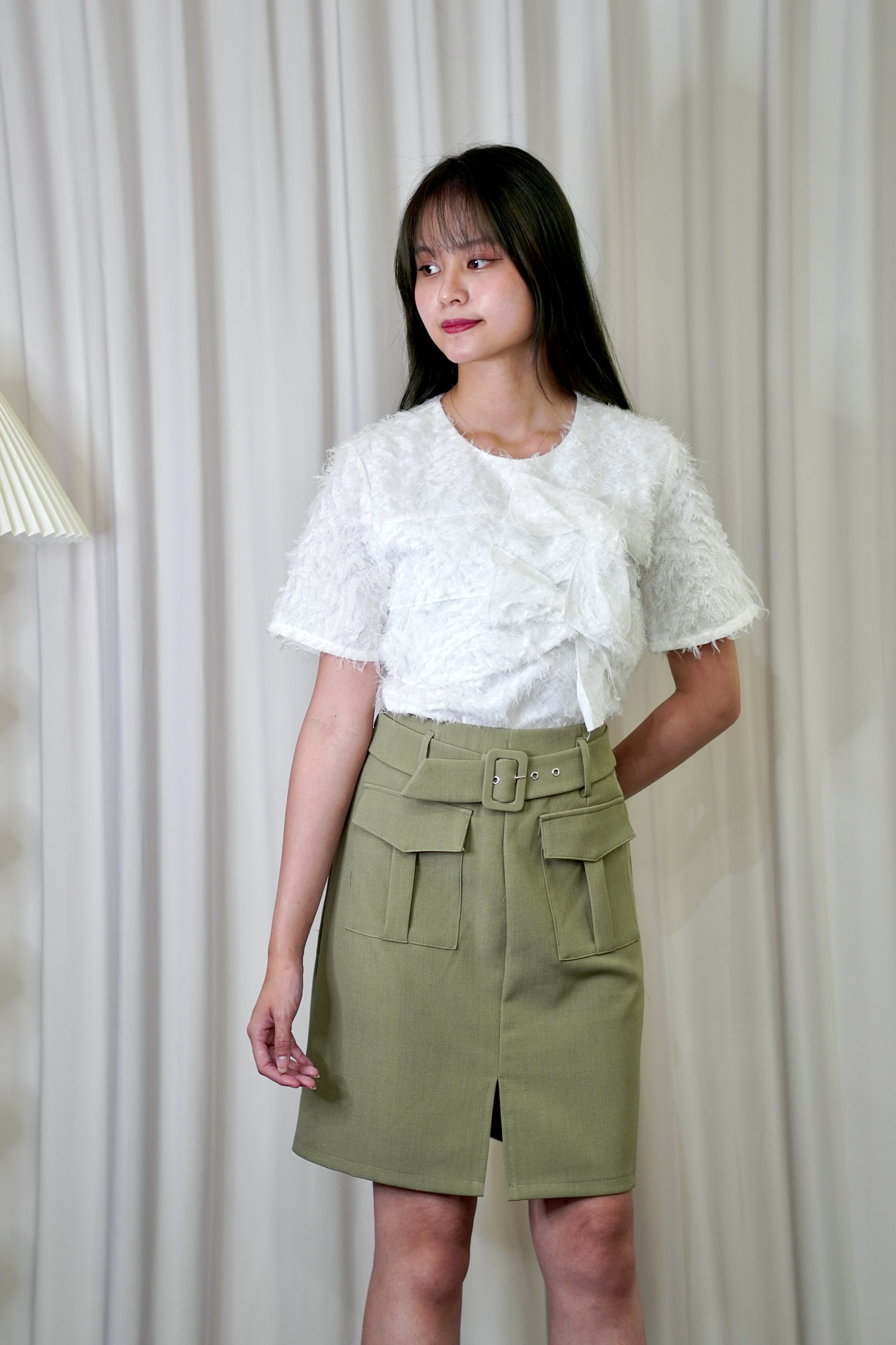 E8188BB Elysian Textured Ribbon Top