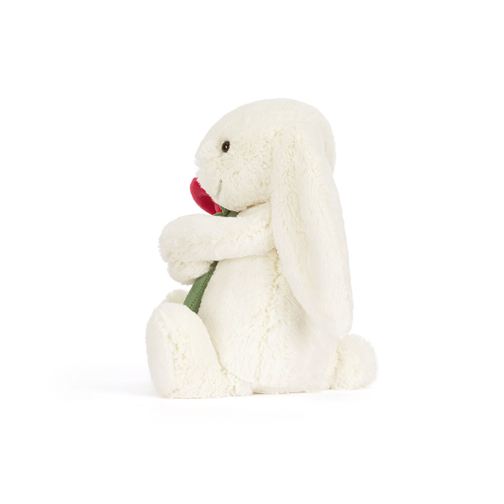 JELLYCAT Cream Bunny With Rose H31cm 捧玫瑰花奶白兔兔