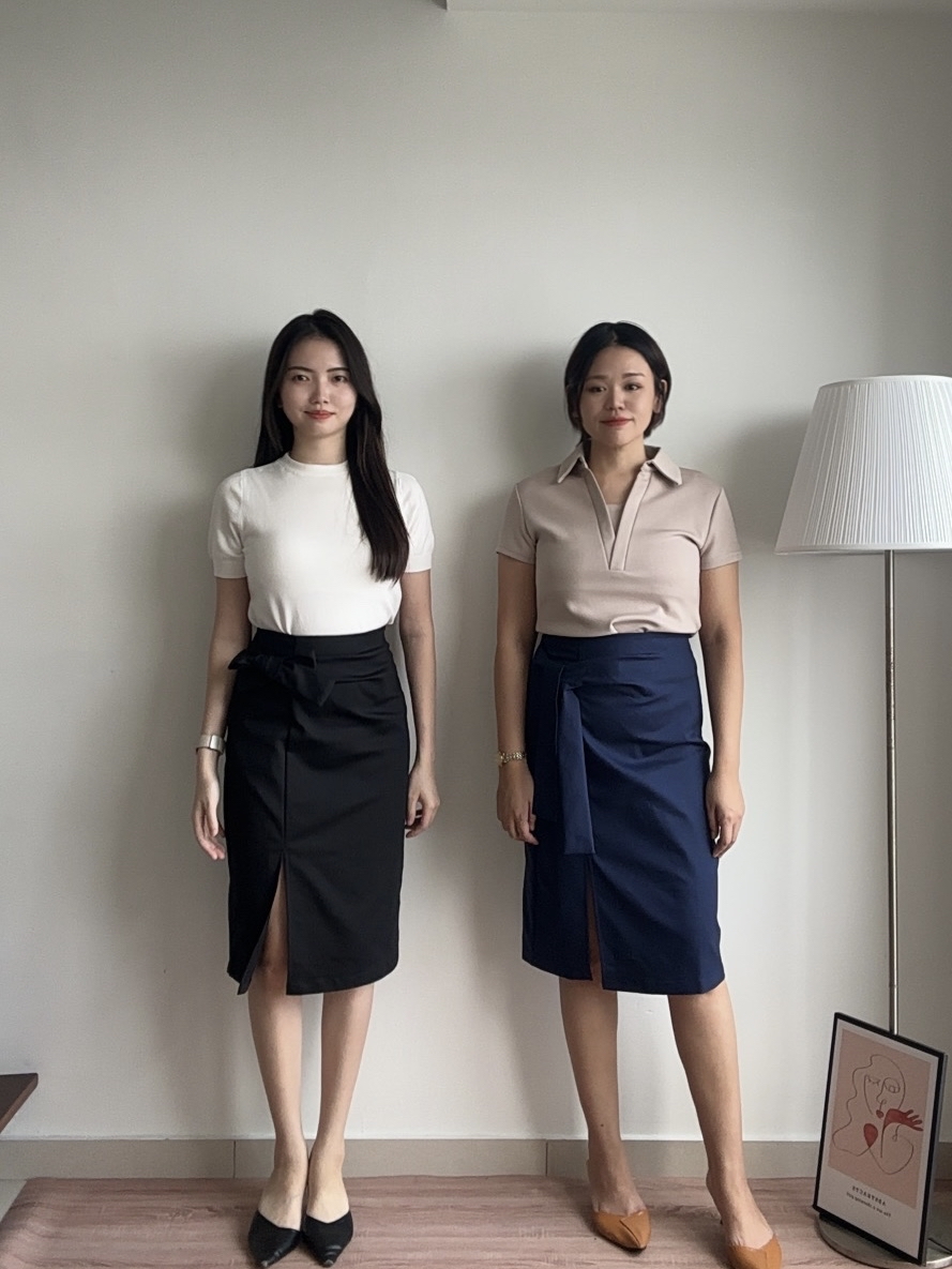 S1978 Side-tie Pencil Skirt - Black & Blue