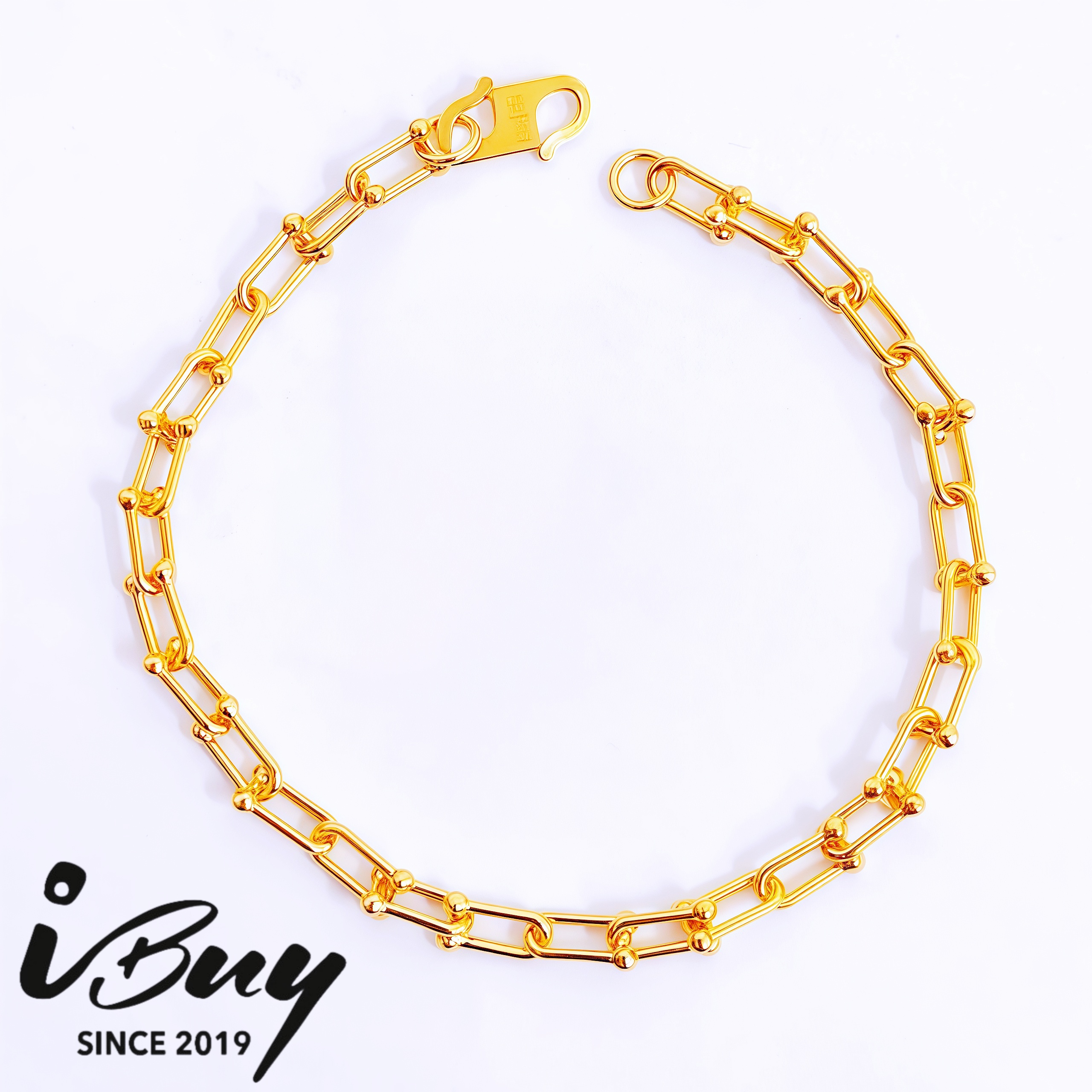 916 GOLD MINI SOLID HORSEHOOF BRACELET 916 金 迷你实心马蹄扣手链