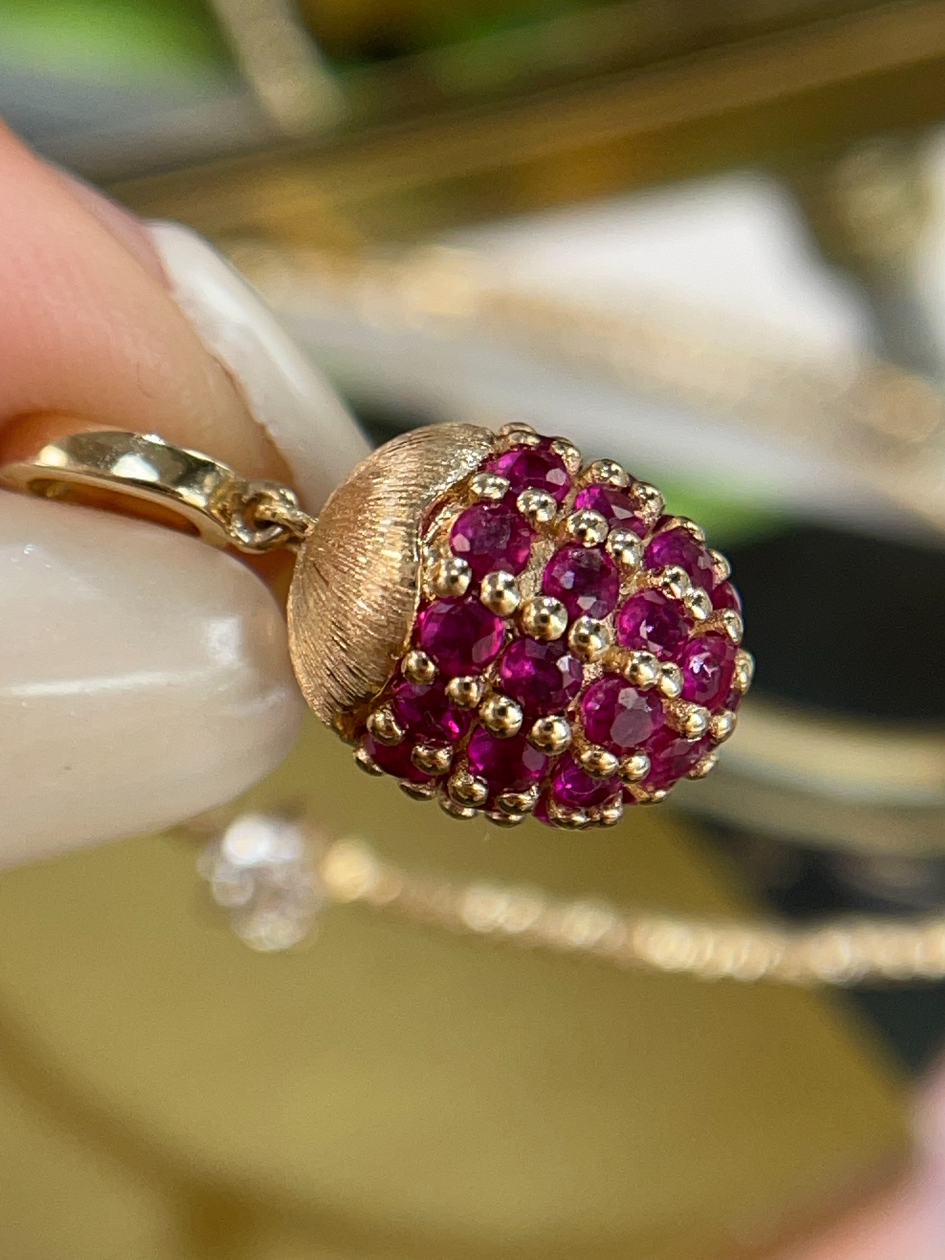 18K Gold Ruby Pinecone Multi-Way Pendant N031808 