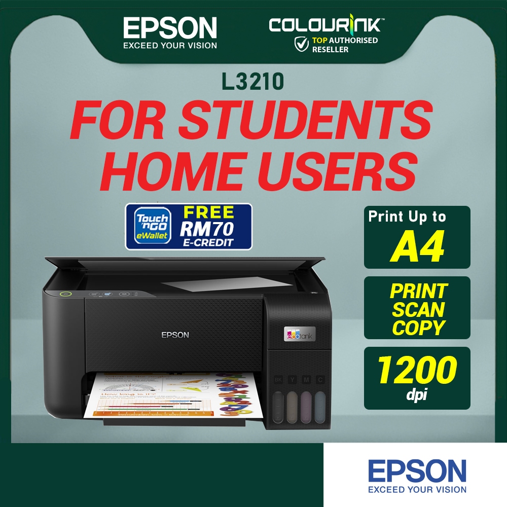 Epson L3210 3 in 1 A4 Colour Ink Tank Printer Original Genuine Refill Ink Bottle similar G2010 G2020 T220 L3110 L3250