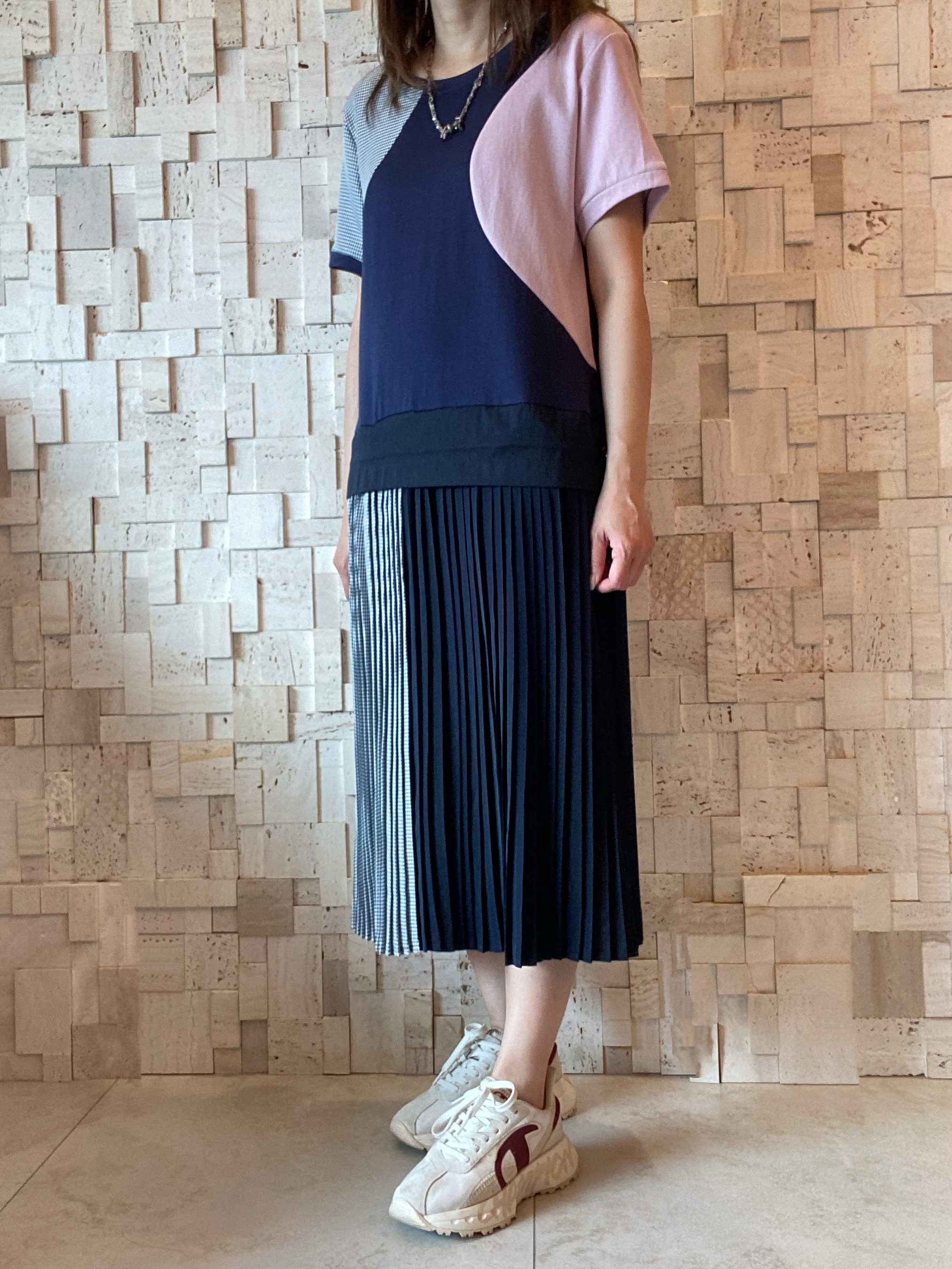 S00354 幾何撞色拼布Op 🔥