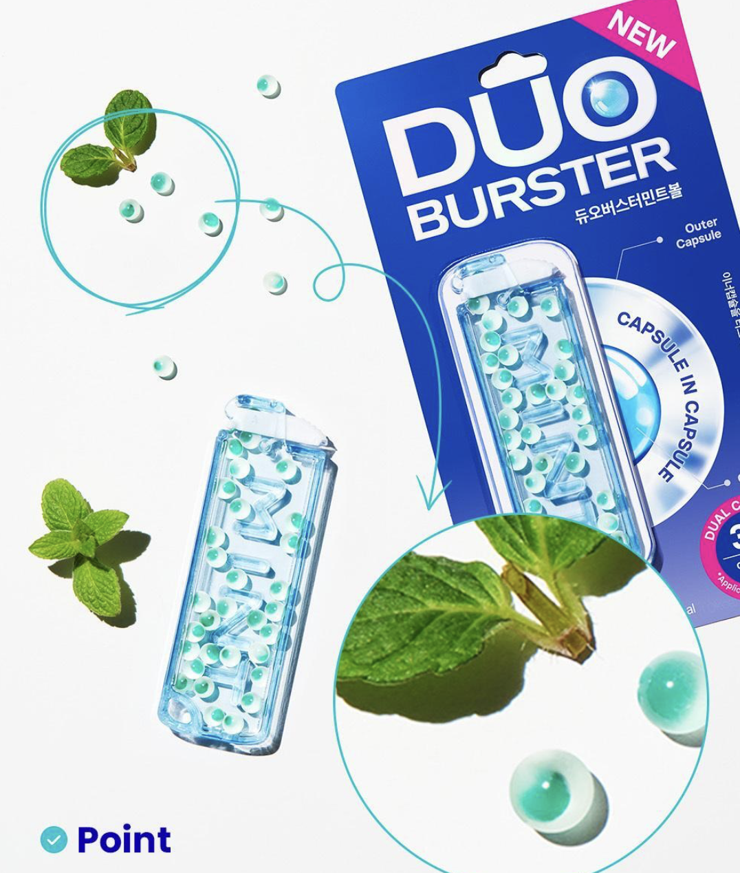 口腔異味救星｜韓國 Garglin DUO Burster 雙層清涼 薄荷爆珠球 30粒/盒｜DUO Burster