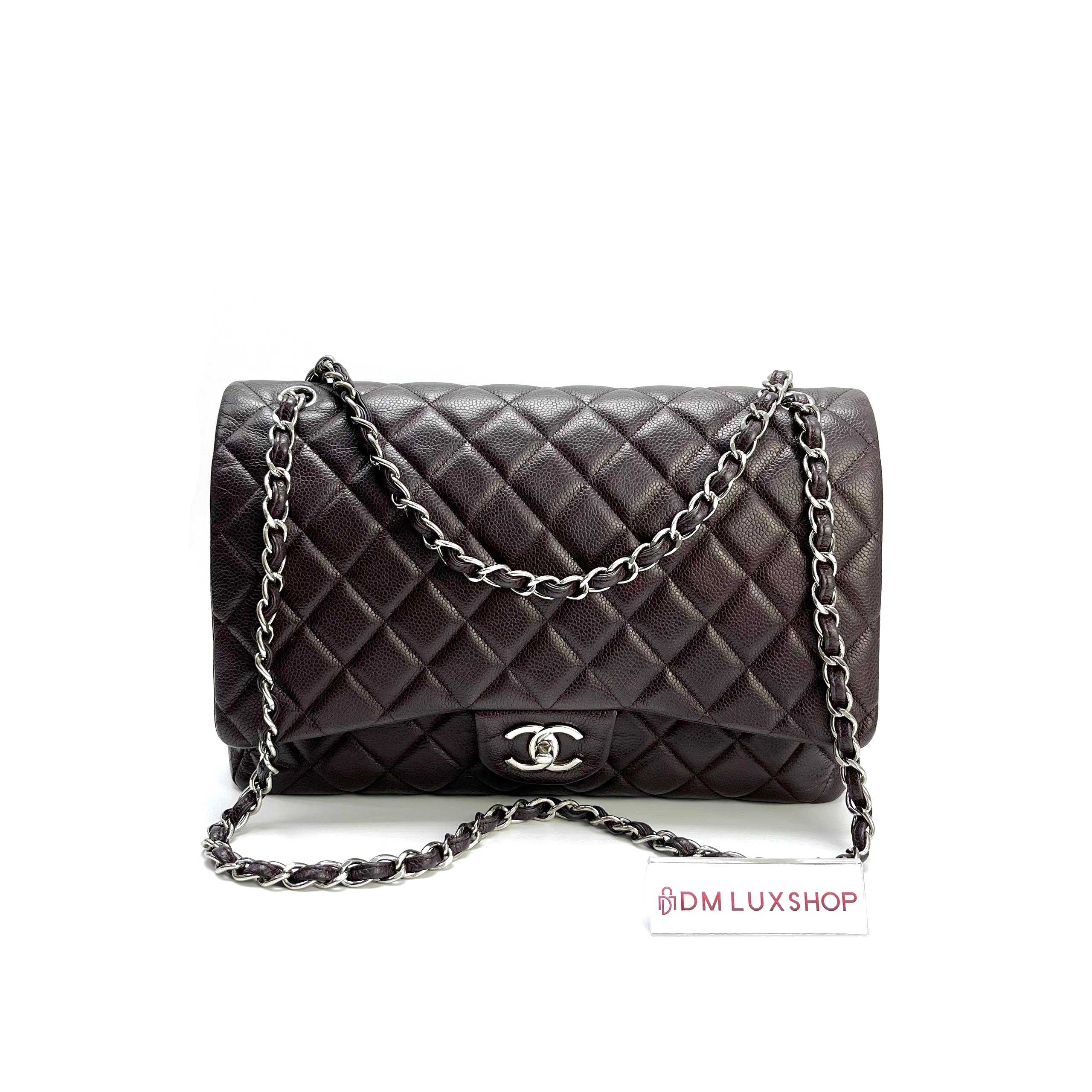 Chanel Maxi Dark Purple Caviar CF SHW (Serial 20)