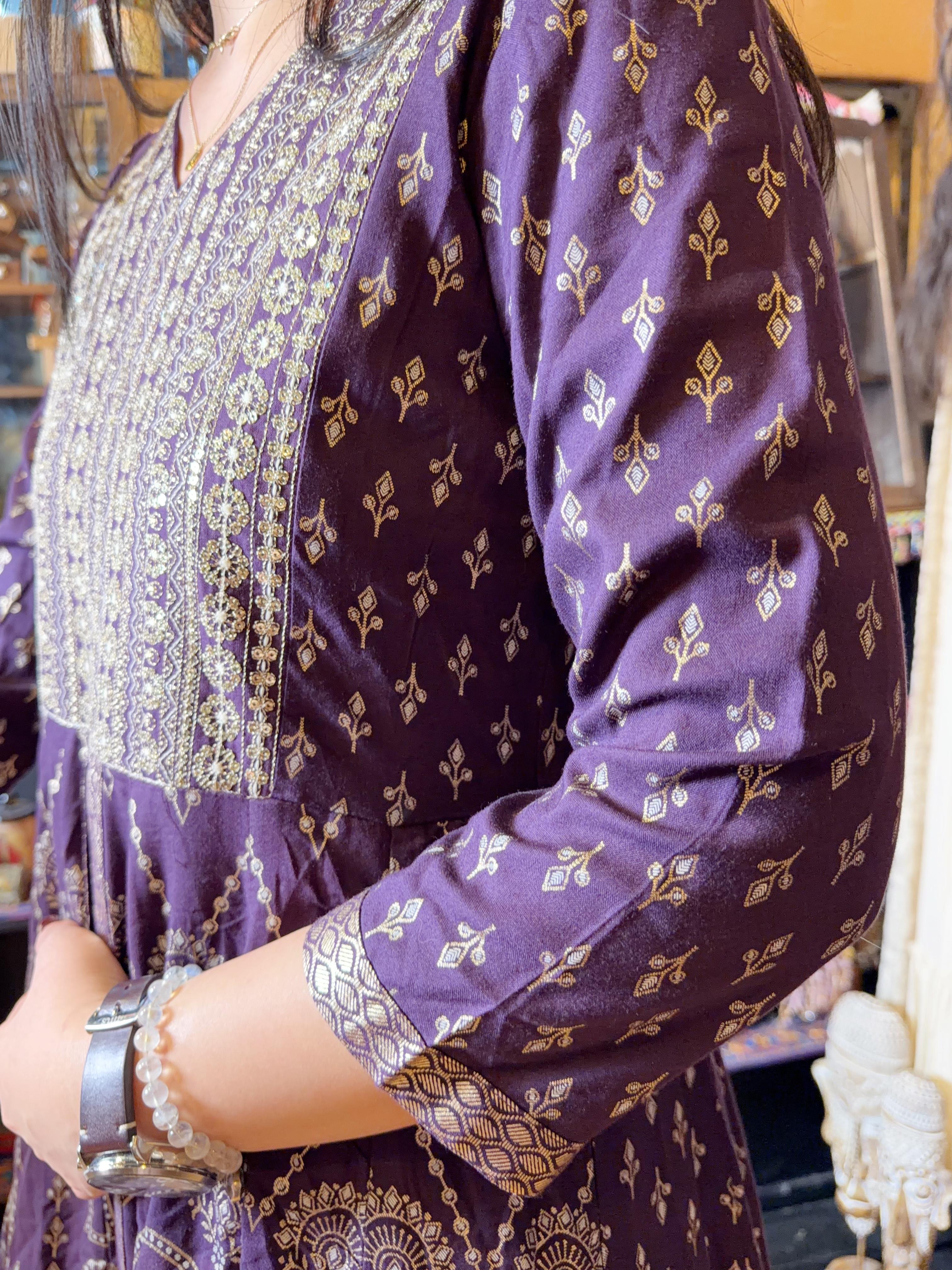 Dark Violet x Gold Print 2 Layer OP 48" #1135