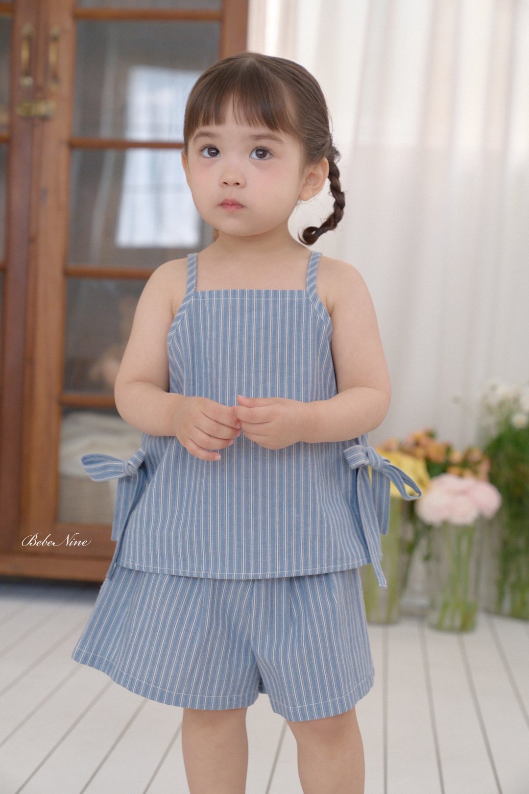 ☀️預訂 韓國直送☀️🇰🇷Bebenine兩色緞帶條紋純棉吊帶上下套裝