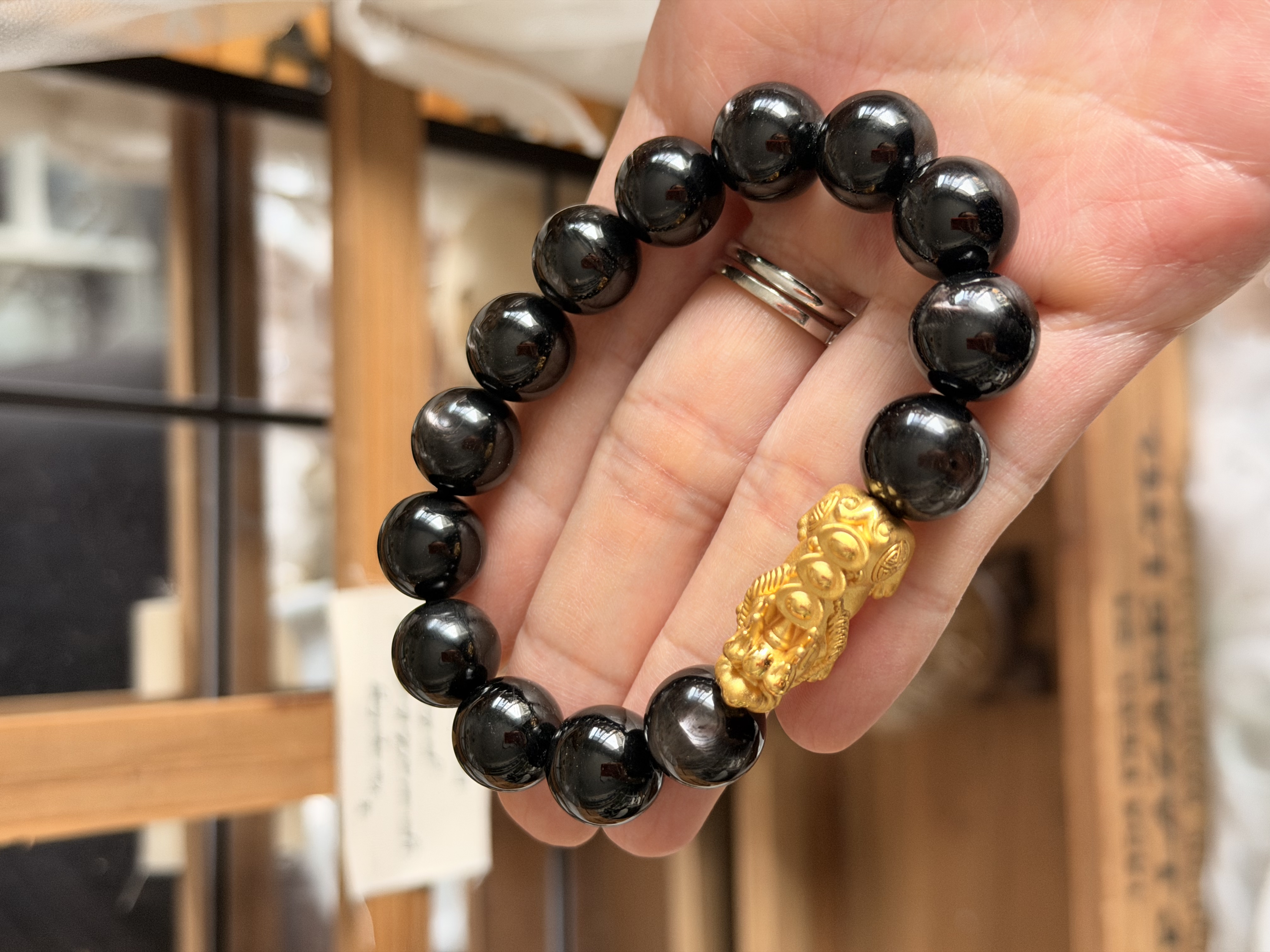 999硬金貔貅襯12mm+金運石