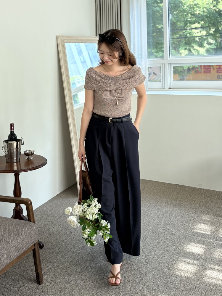 Linen Off Shoulder Top (Mocha)