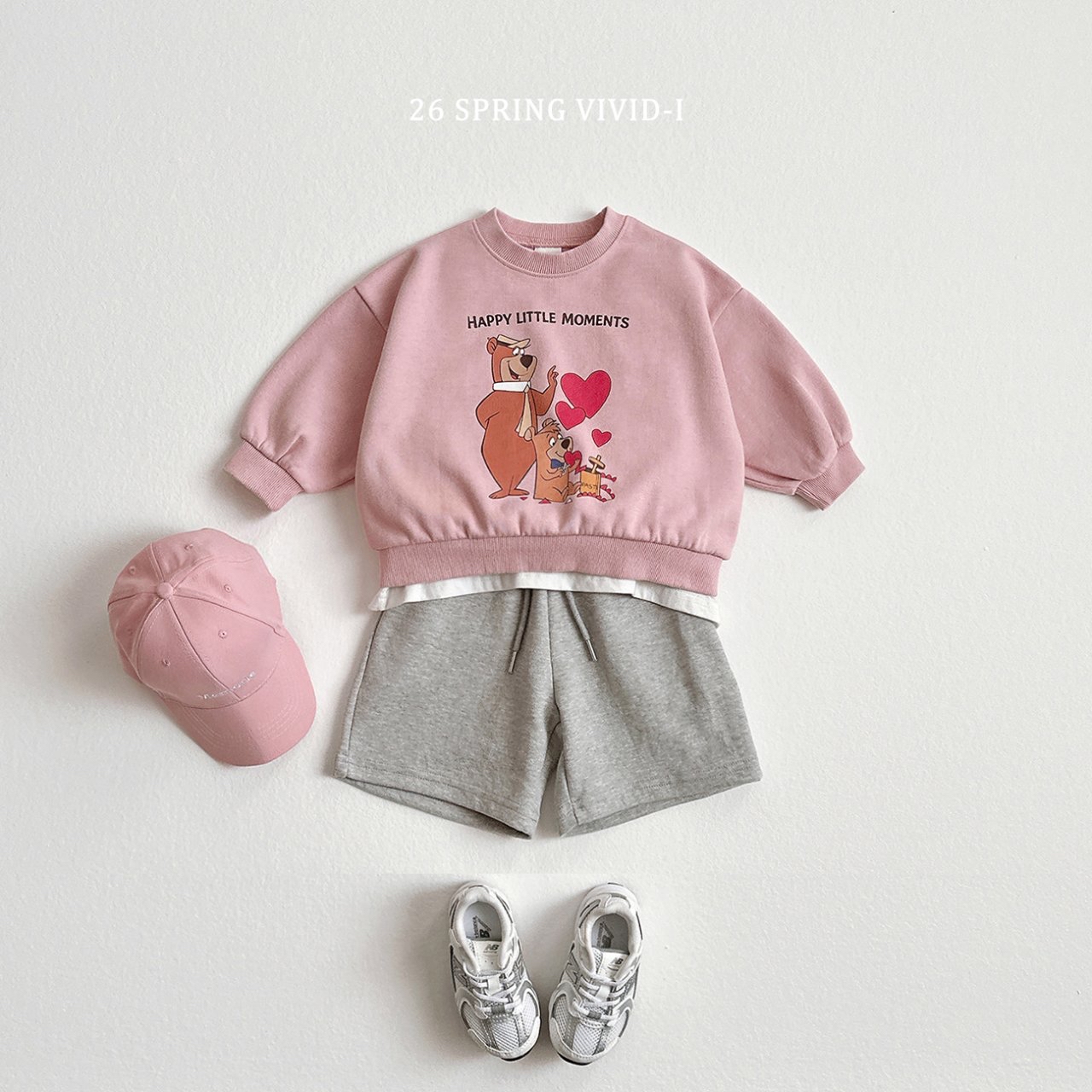 🌸預訂 韓國直送🌸🇰🇷VIVIDI三色愛心小熊印花寬鬆衛衣