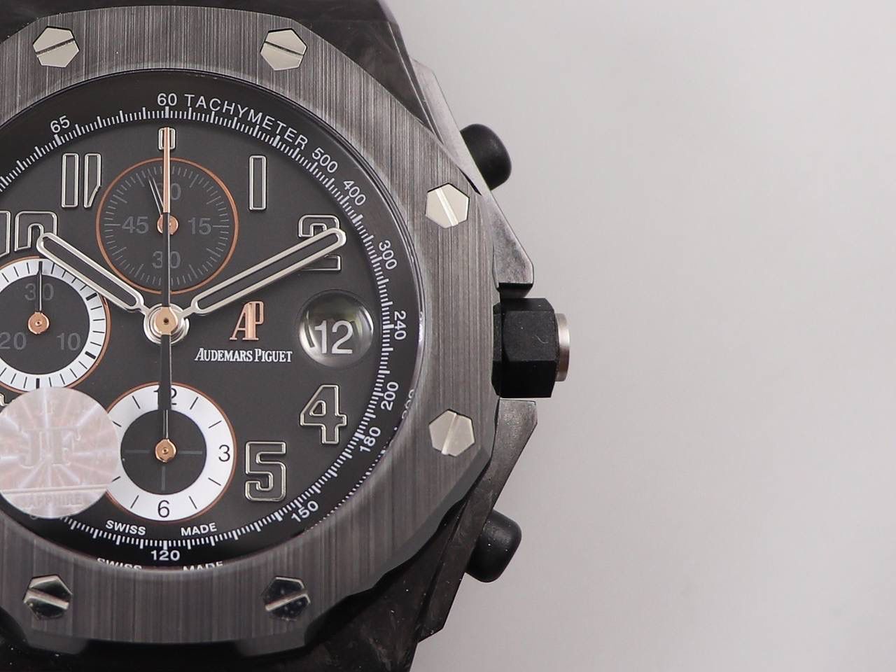 A P 42MM碳纤维系列 银座7字钻 锻造碳纤维表壳 钛合金表圈及底盖 橡胶按钮 蓝宝石镜面 7750改12点位小秒自动机械计时码表机芯 橡胶表带 钛合金折叠扣🔥💯